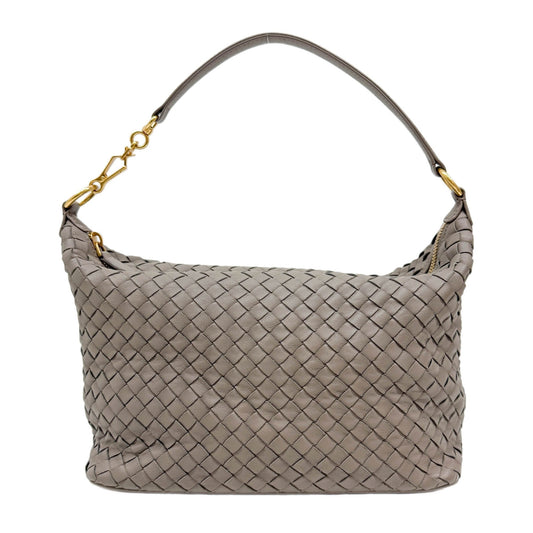 Inrecciato Elephant Gray Leather Shoulder Bag