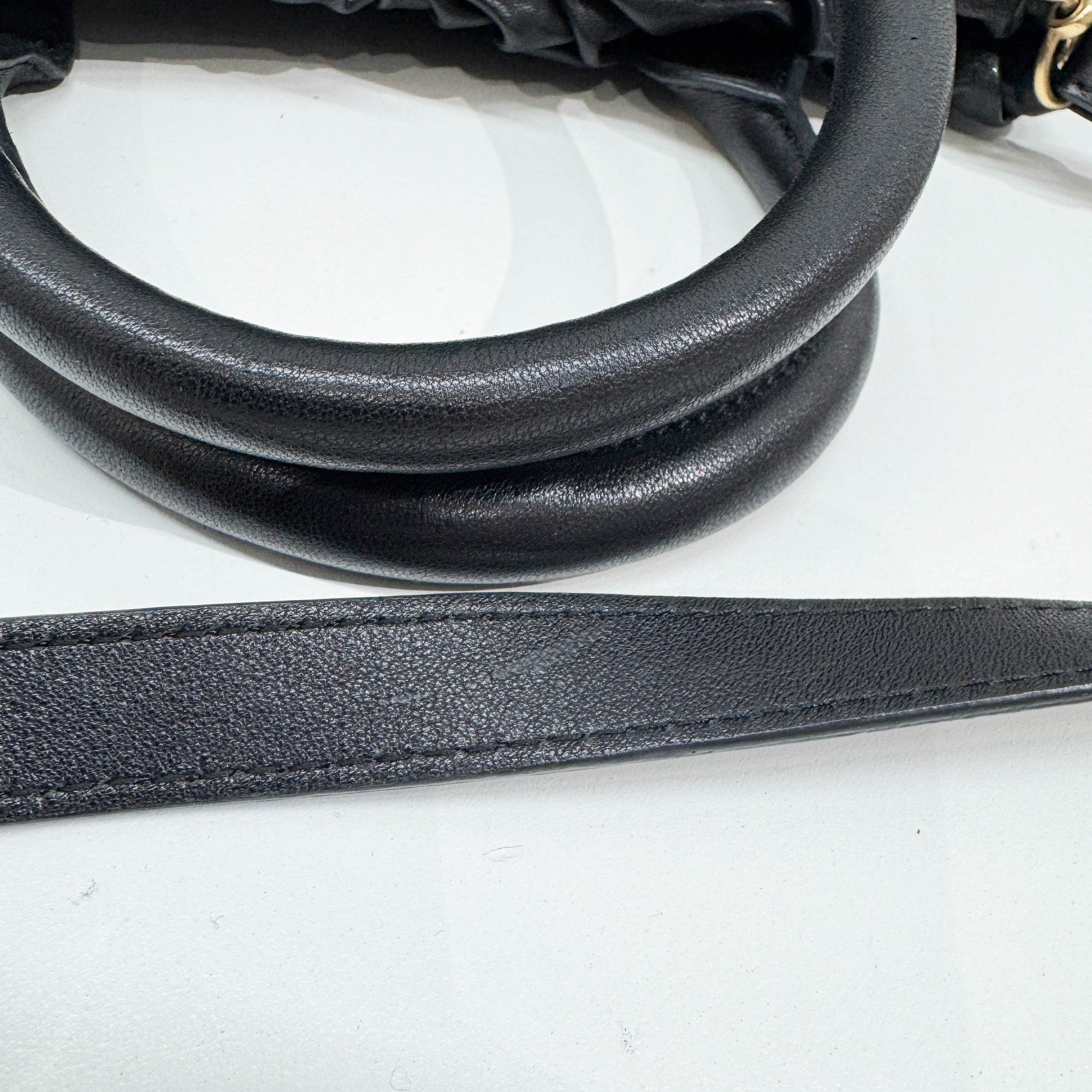 Vitello Black Leather Two Way Bag