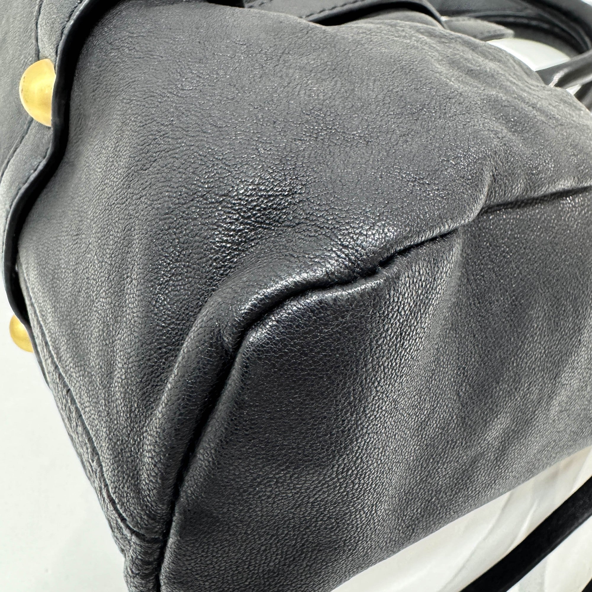 Vitello Black Leather Two Way Bag