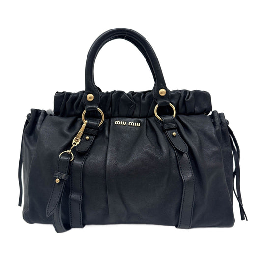 Vitello Black Leather Two Way Bag