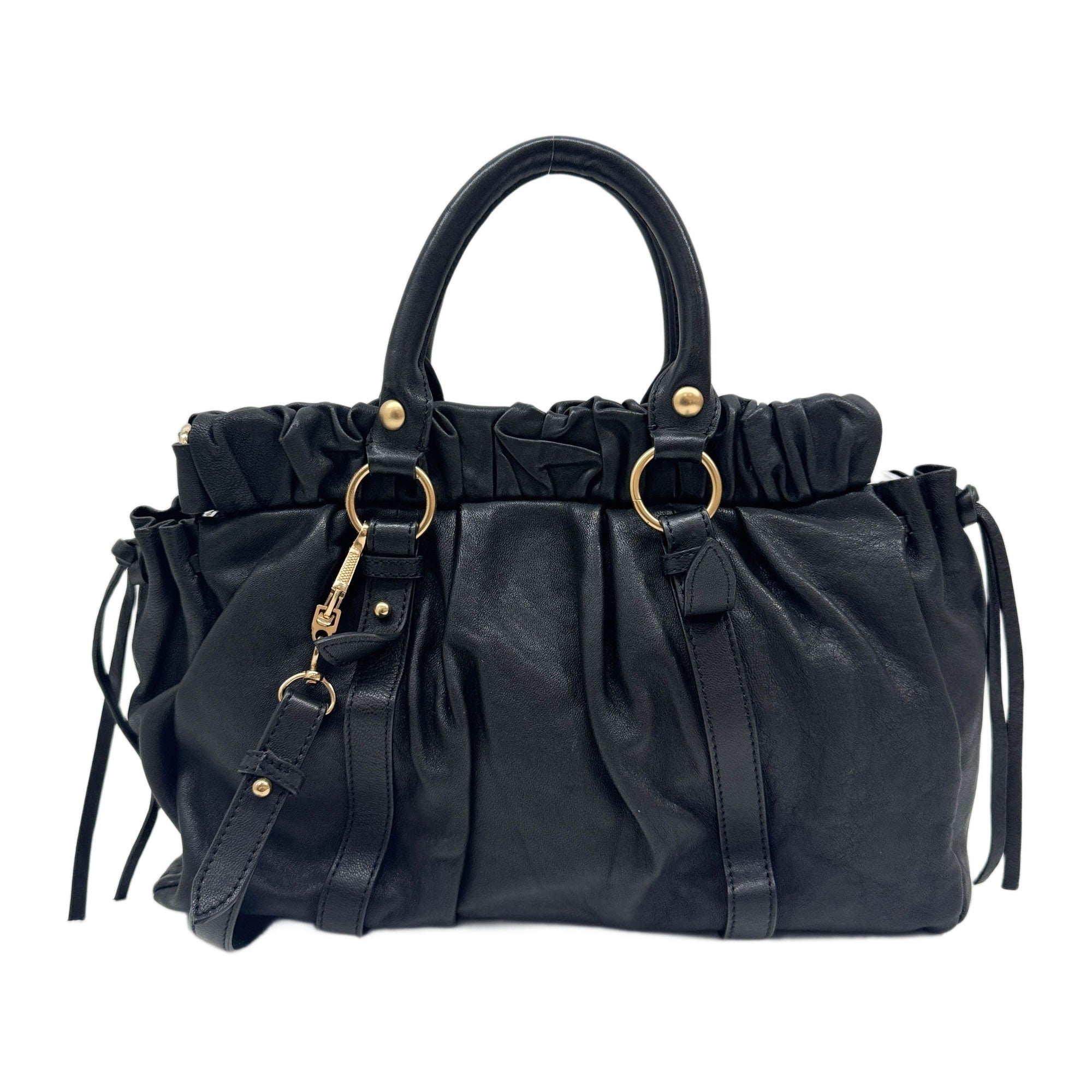 Vitello Black Leather Two Way Bag