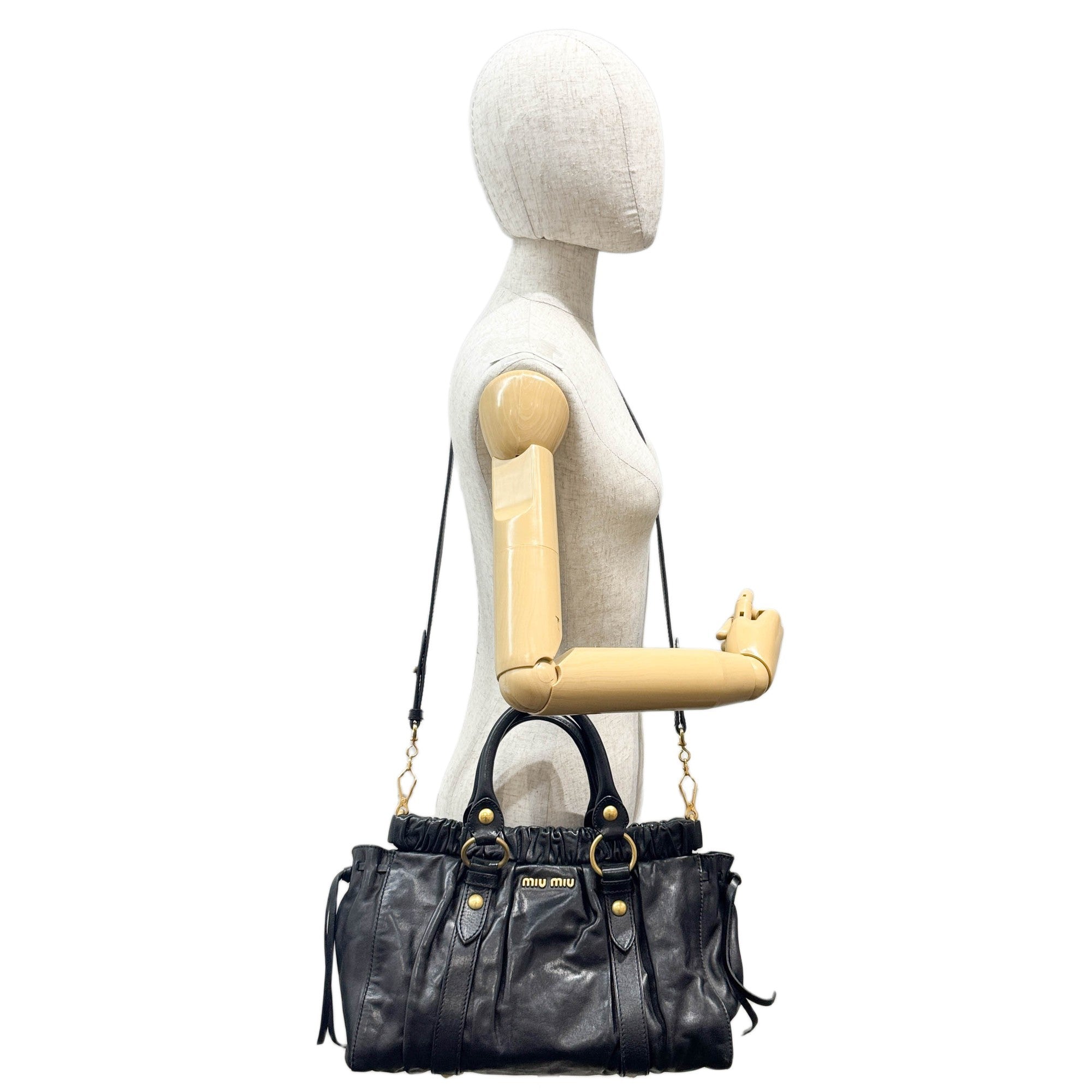 Vtello Black Leather Two Way Bag