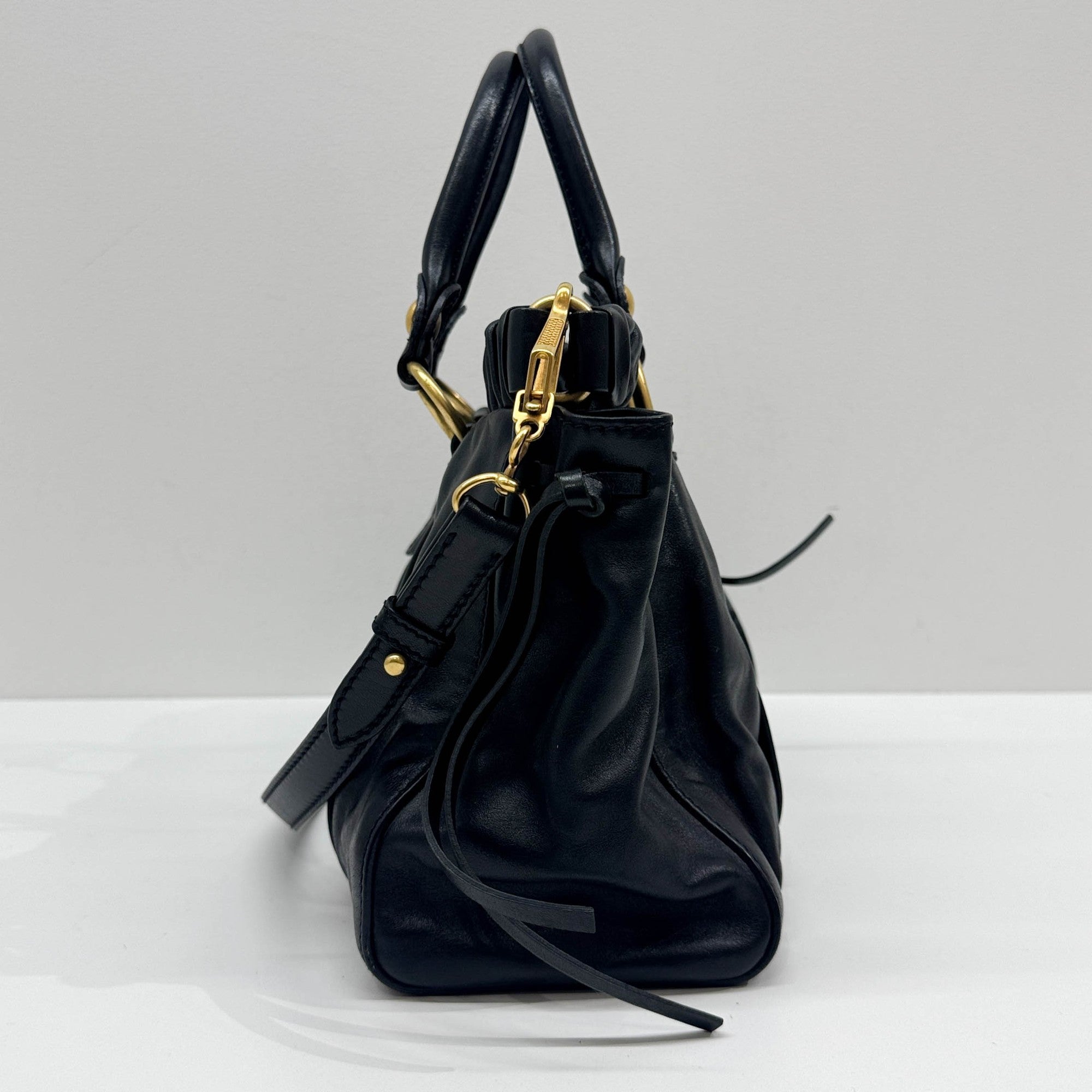Vtello Black Leather Two Way Bag