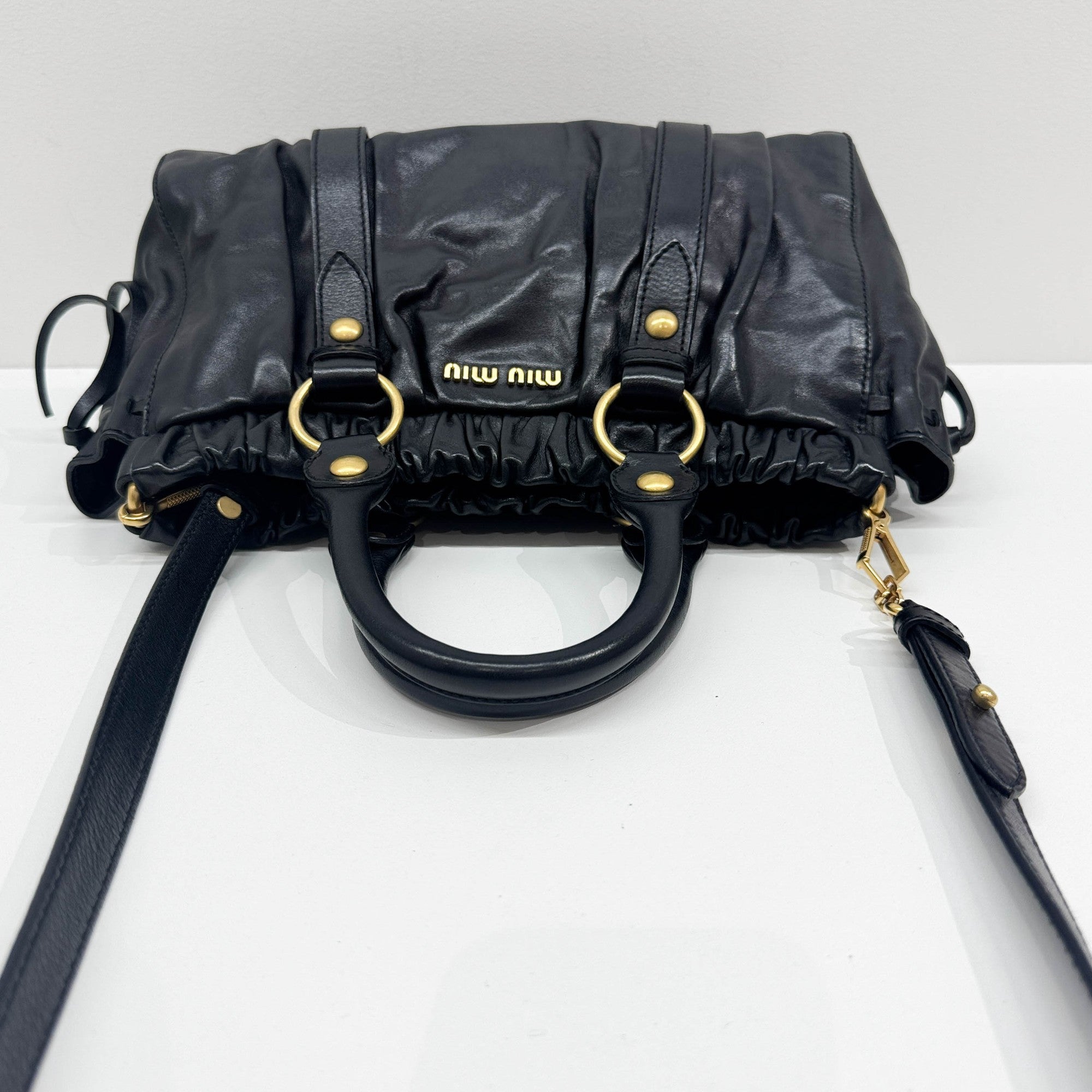 Vtello Black Leather Two Way Bag