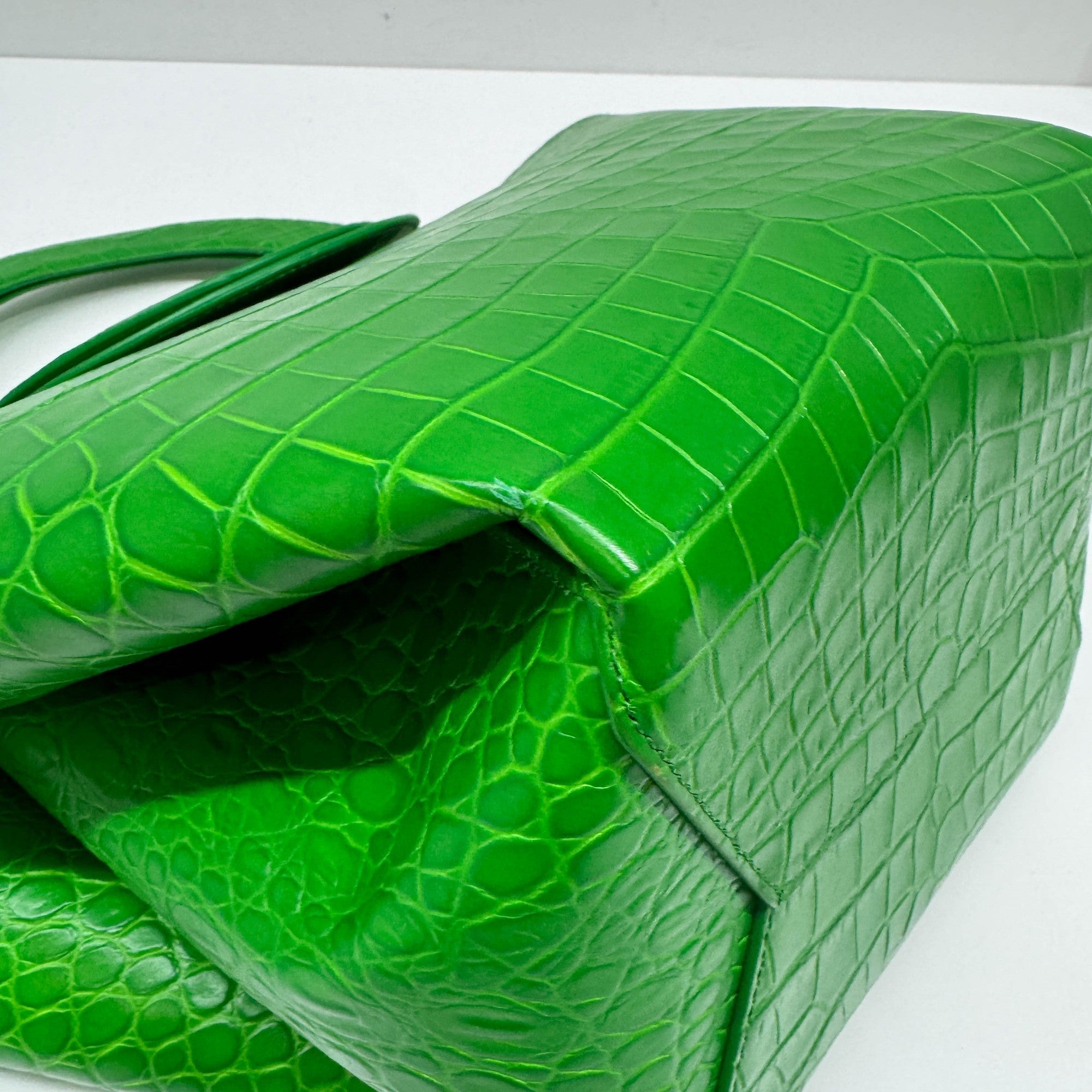 Doll Green Crocodile Embossed Leather Hand Bag