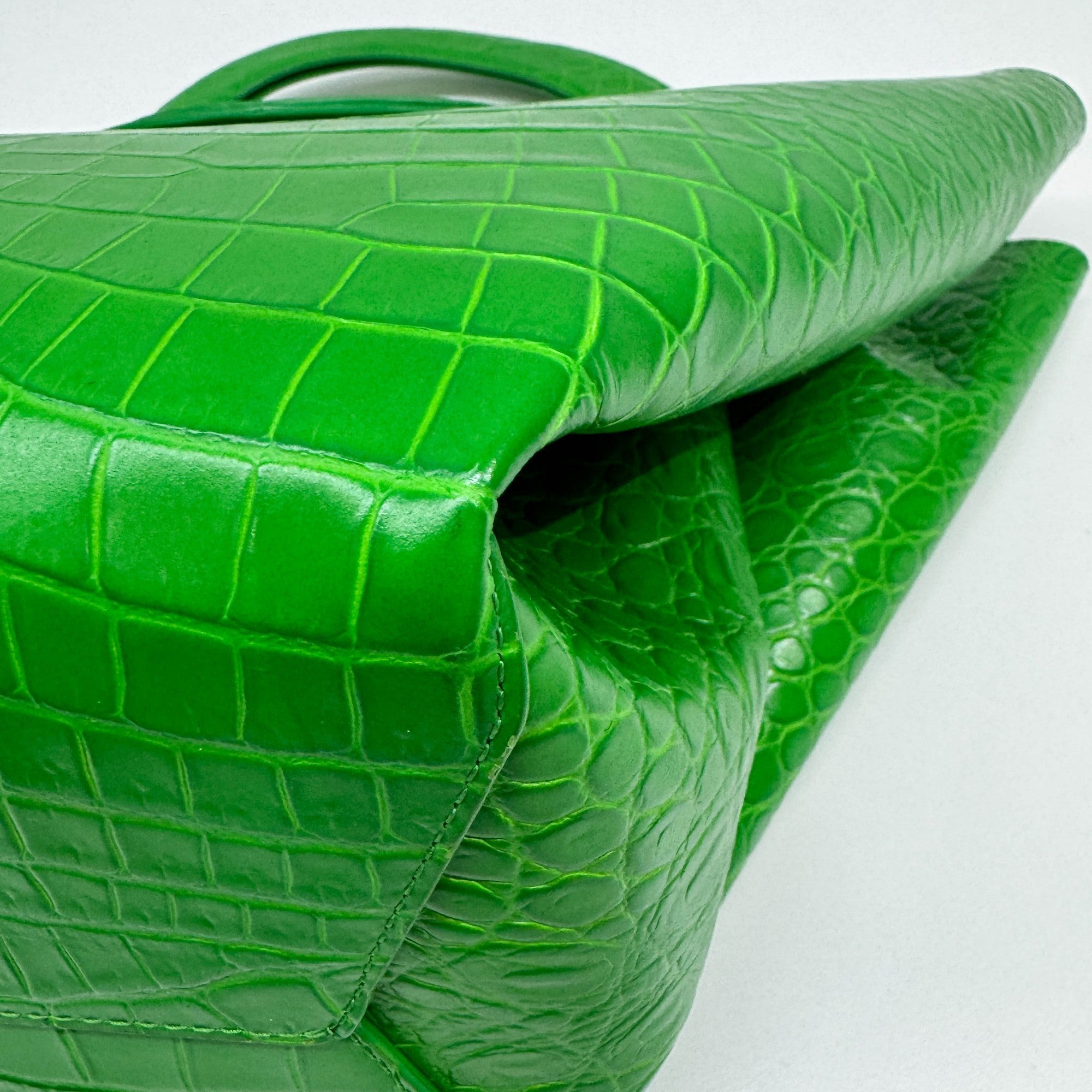 Doll Green Crocodile Embossed Leather Hand Bag