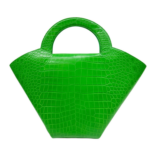 Doll Green Crocodile Embossed Leather Hand Bag