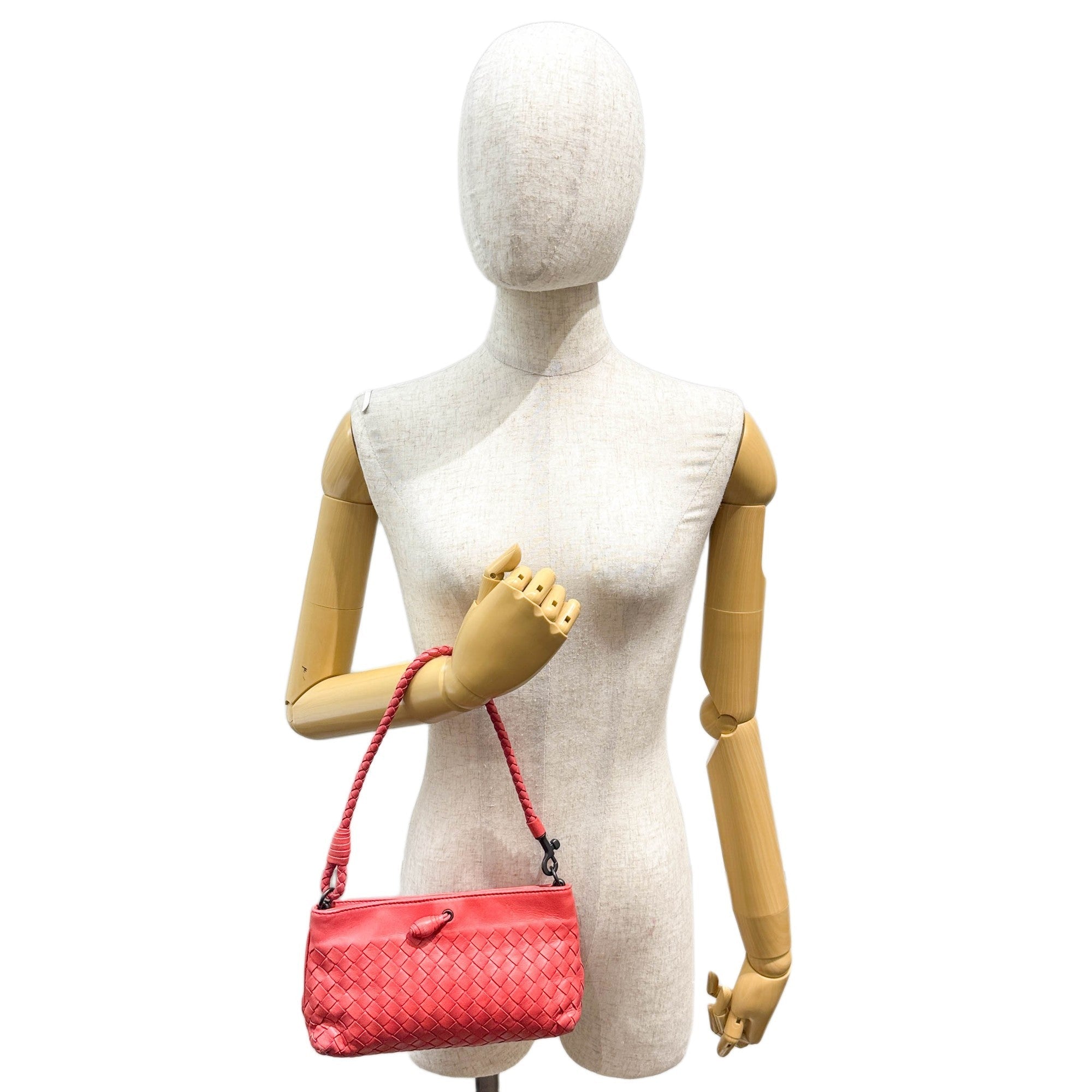 Intrecciato Coral Pink Leather Shouder Bag