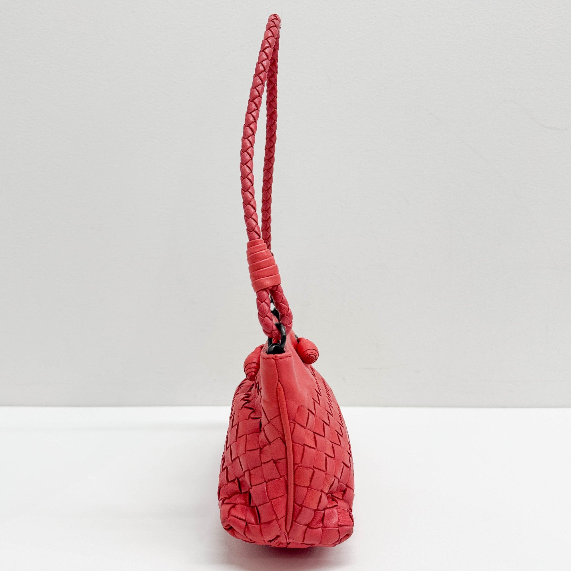 Intrecciato Coral Pink Leather Shouder Bag