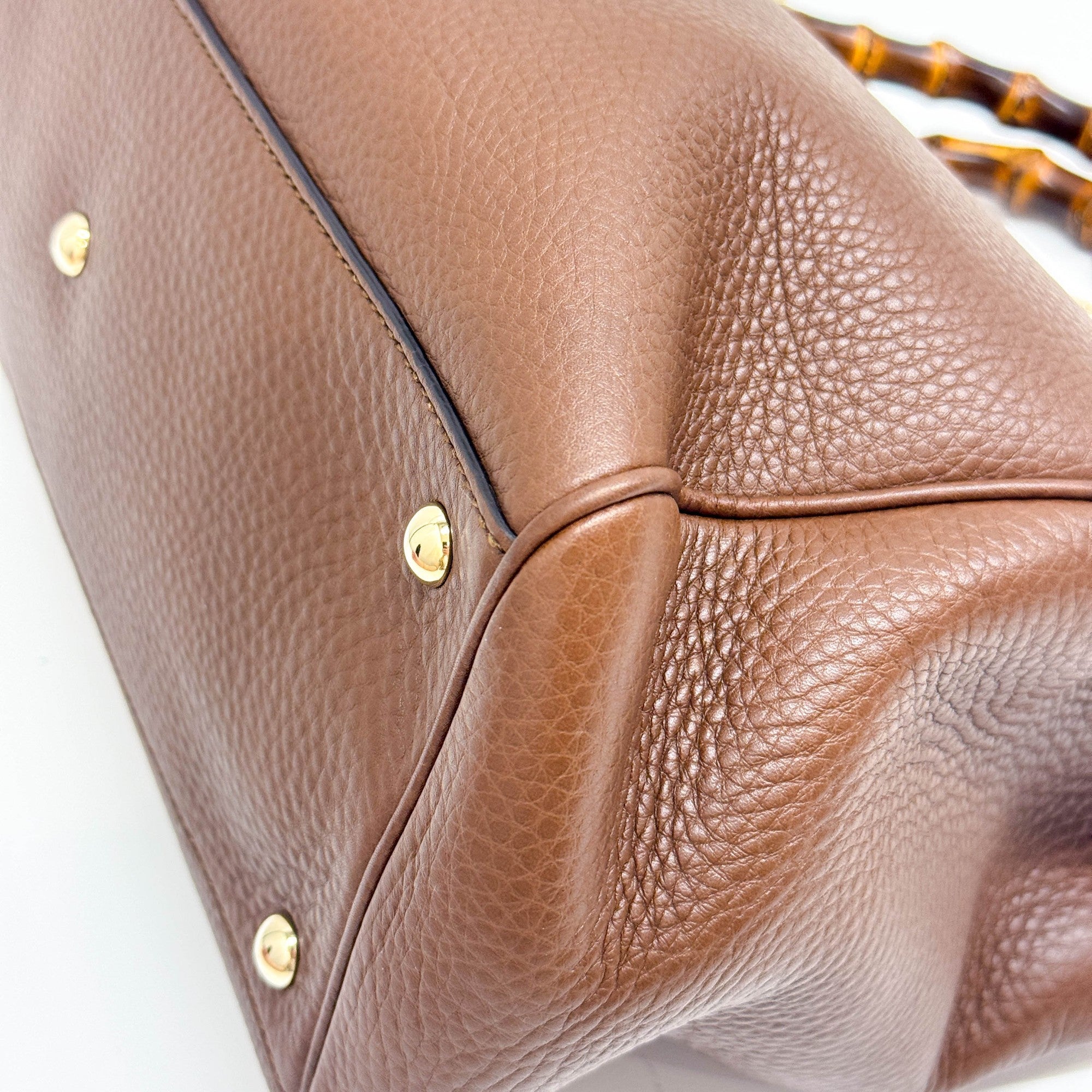 Bamboo Brown Leather Two Way Bag