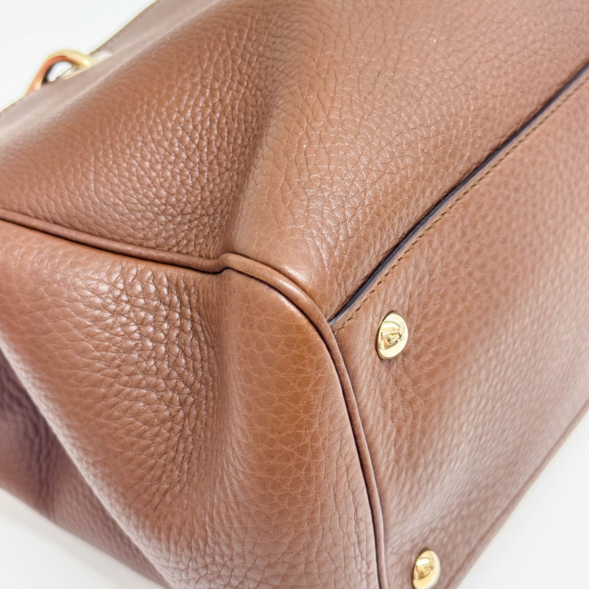 Bamboo Brown Leather Two Way Bag