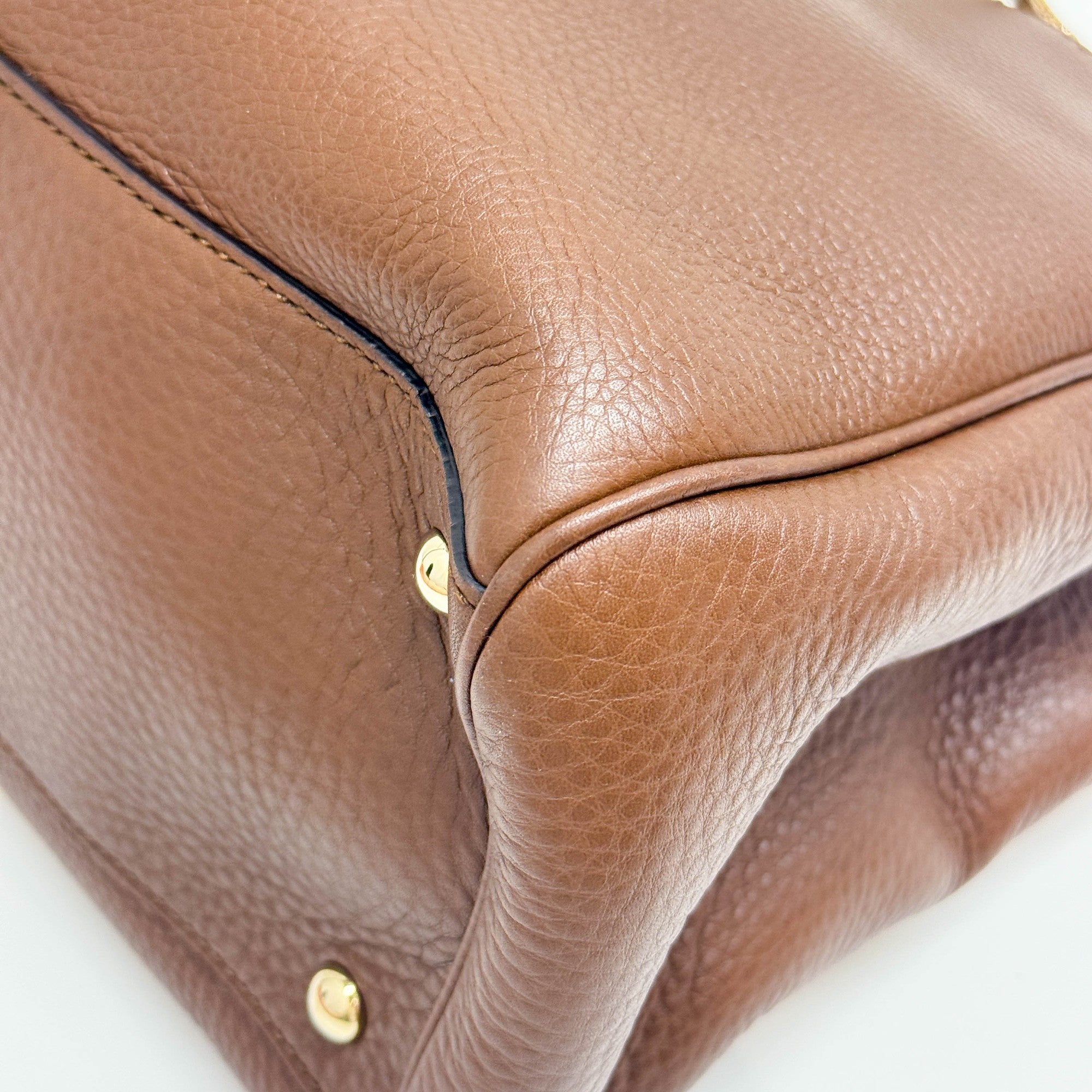 Bamboo Brown Leather Two Way Bag