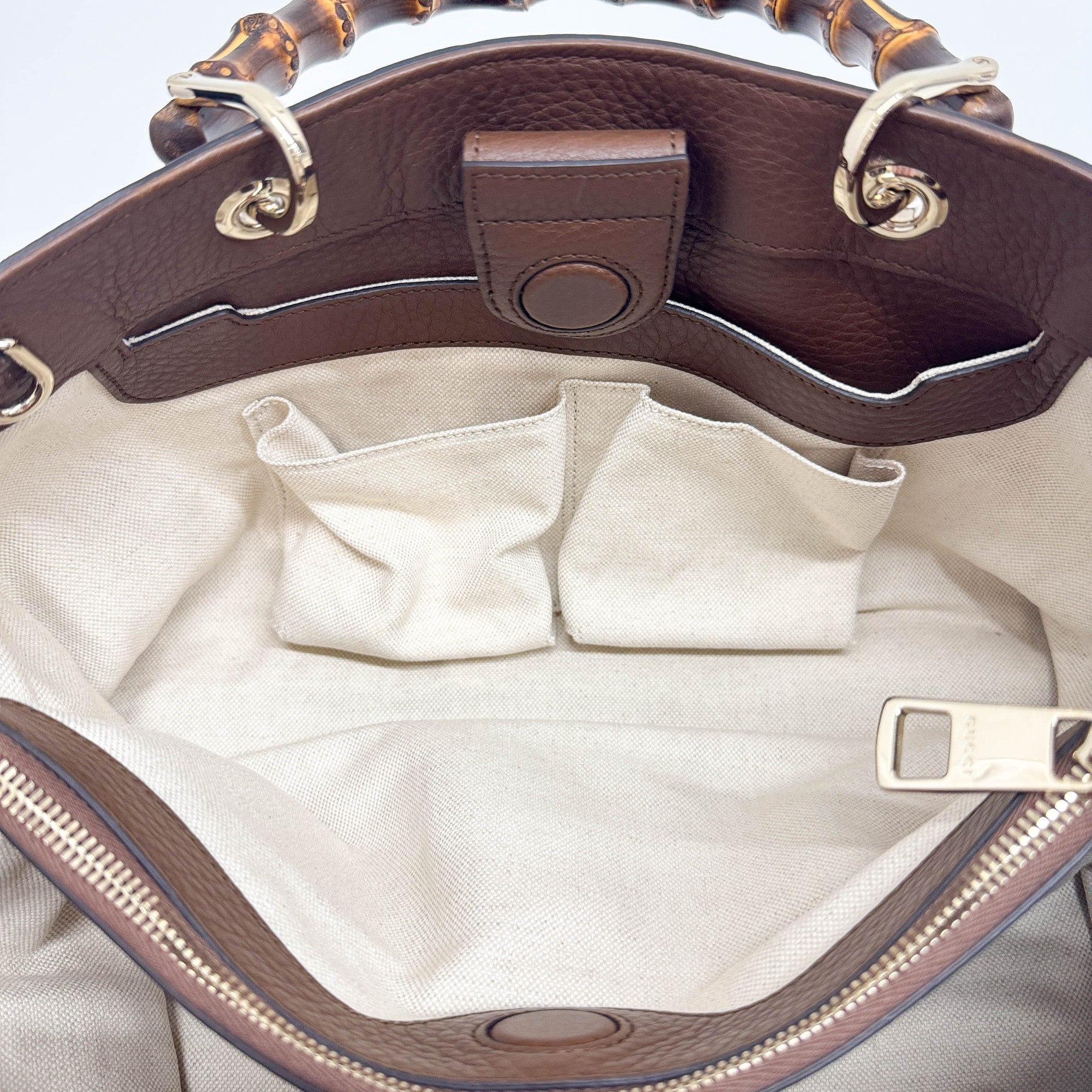 Bamboo Brown Leather Two Way Bag