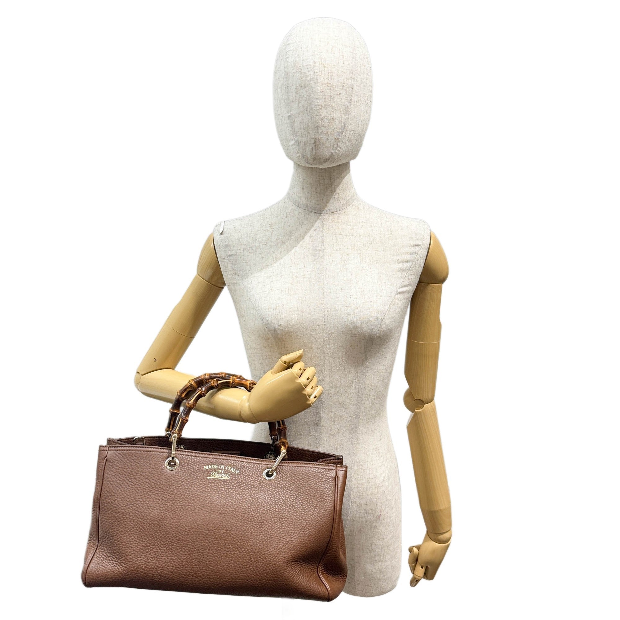 Bamboo Brown Leather Two Way Bag