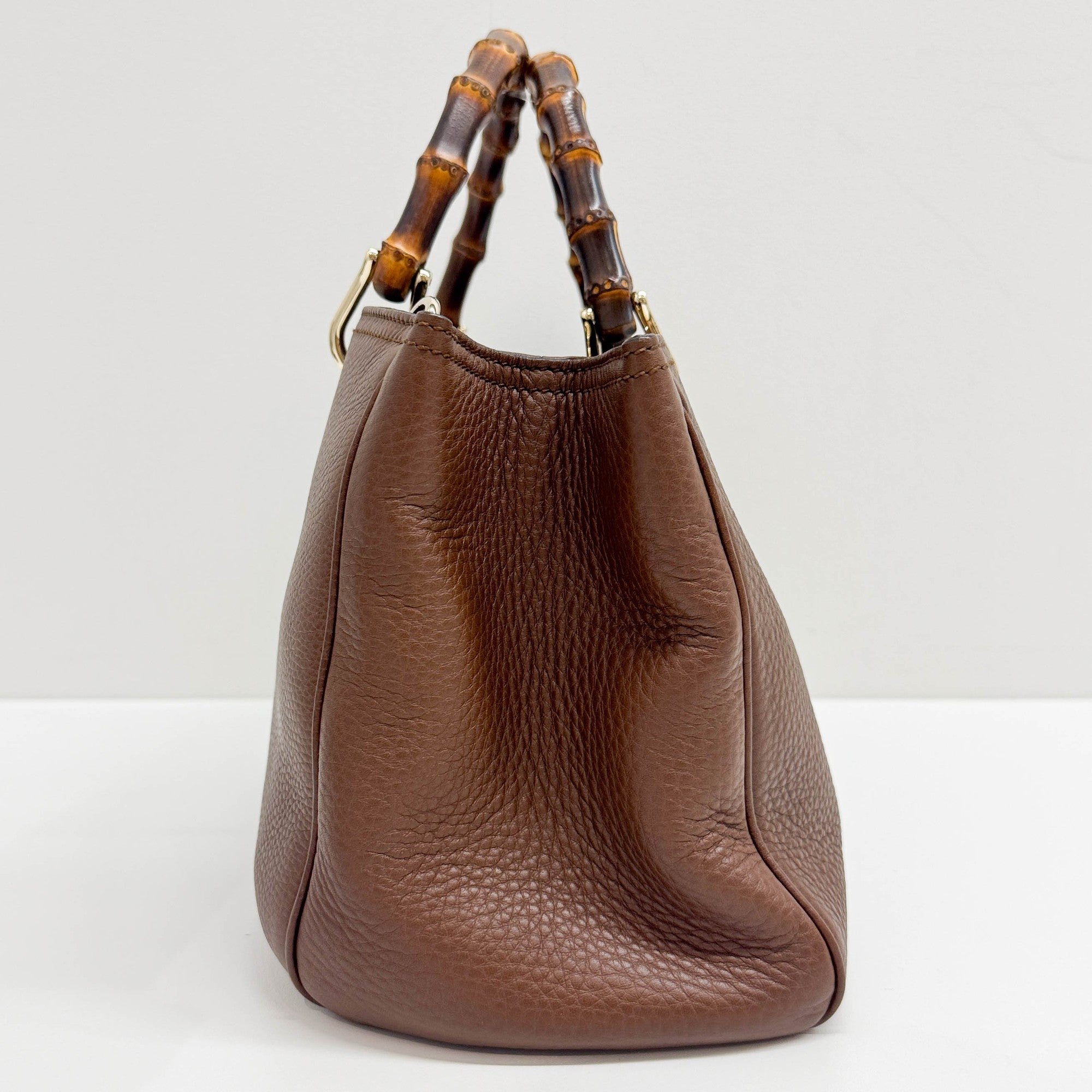Bamboo Brown Leather Two Way Bag
