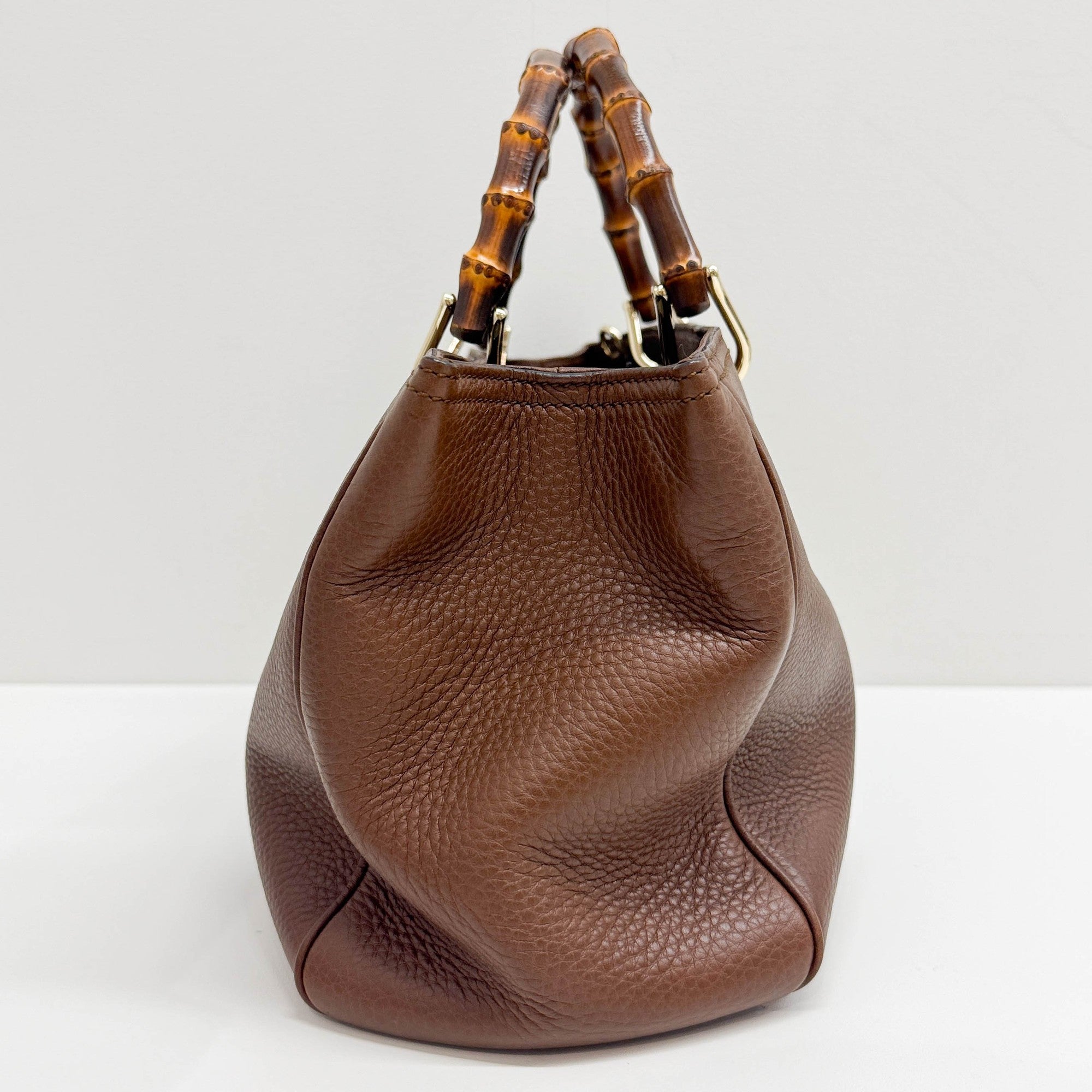 Bamboo Brown Leather Two Way Bag