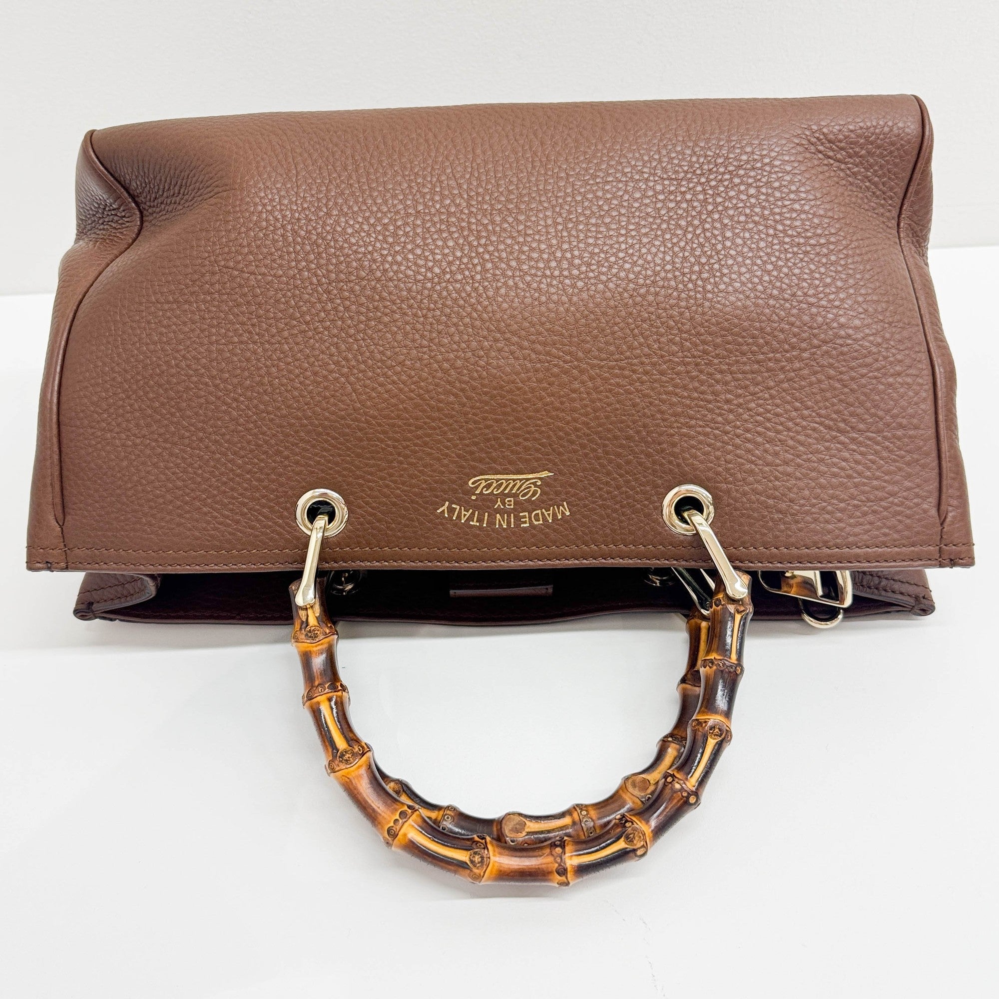 Bamboo Brown Leather Two Way Bag