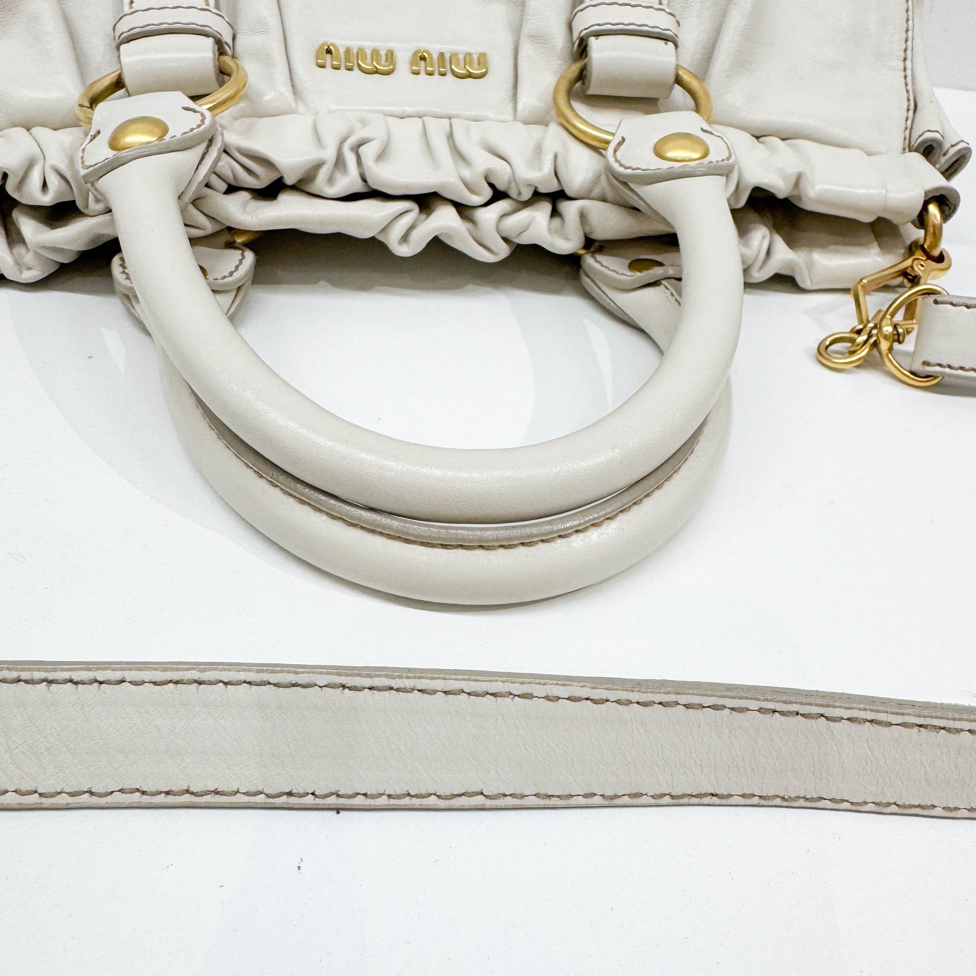 Vitello Beige Leather Two-Way Bag