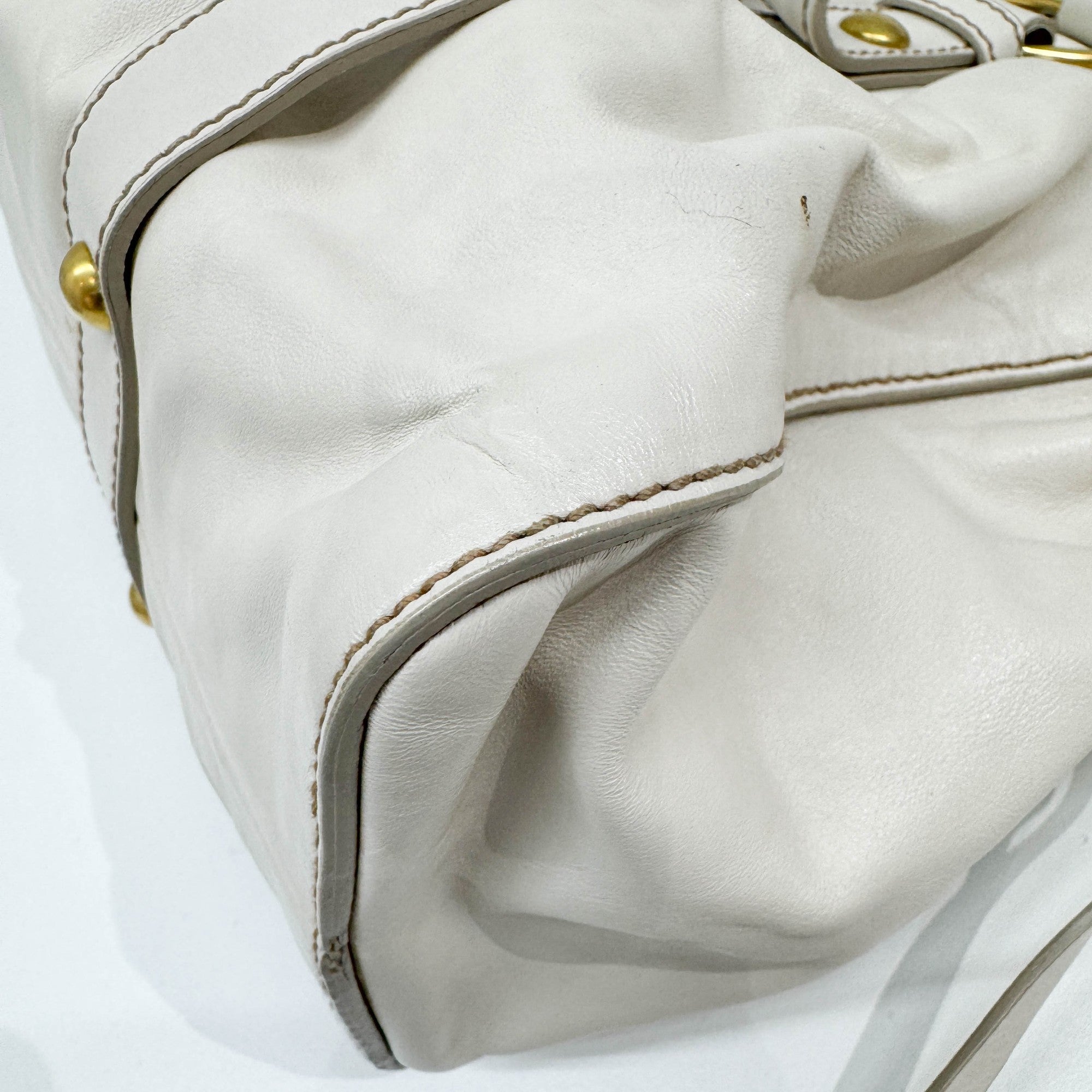 Vitello Beige Leather Two-Way Bag
