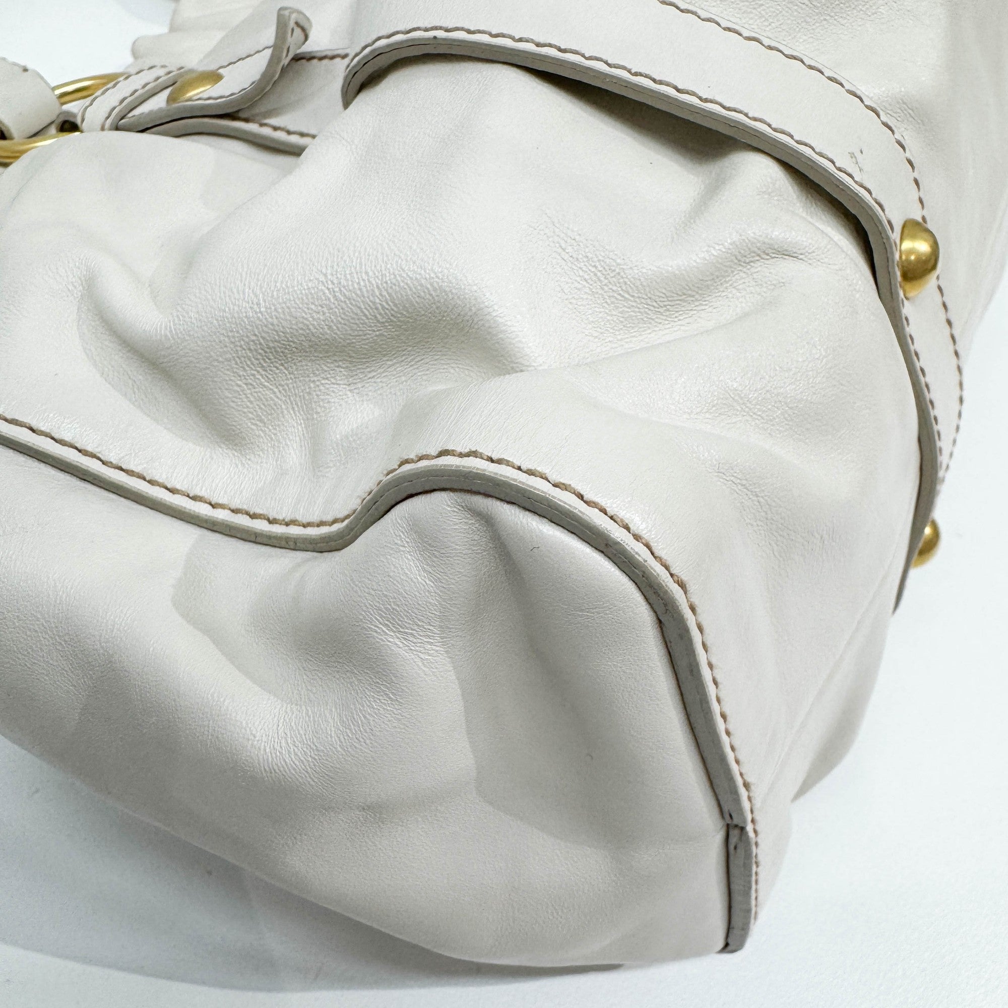 Vitello Beige Leather Two-Way Bag
