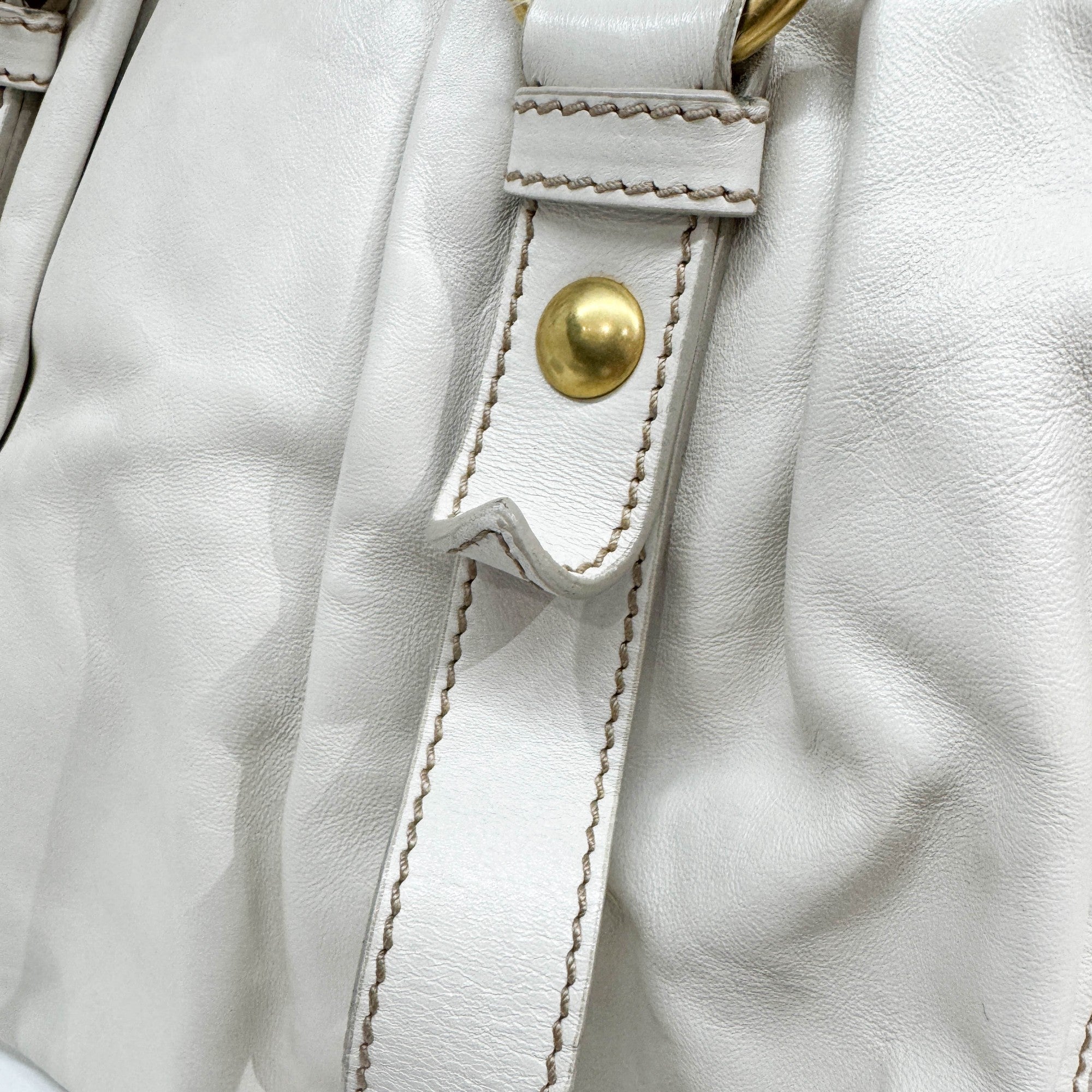 Vitello Beige Leather Two-Way Bag