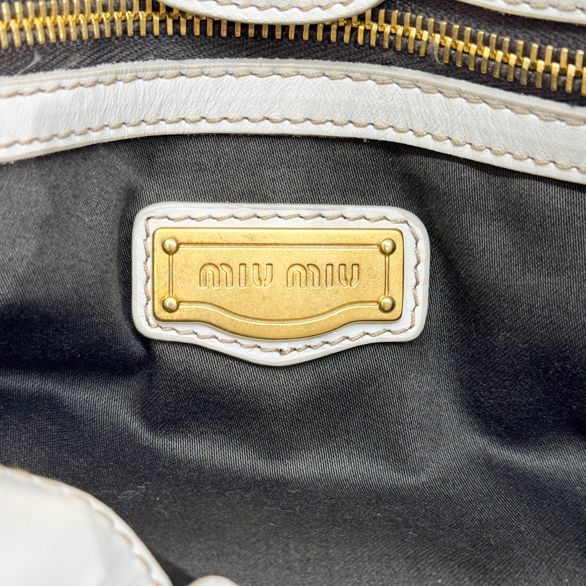 Vitello Beige Leather Two-Way Bag