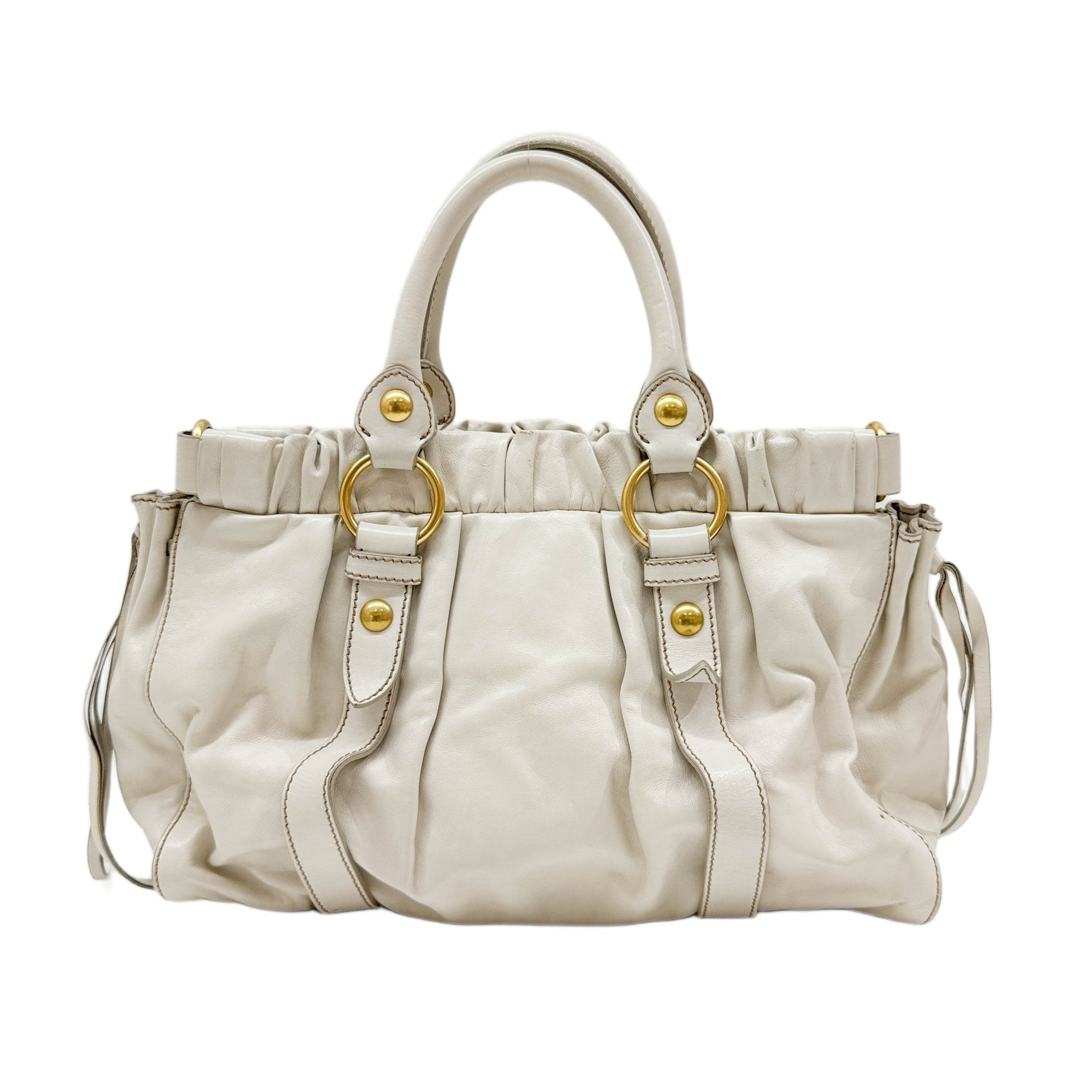 Vitello Beige Leather Two-Way Bag