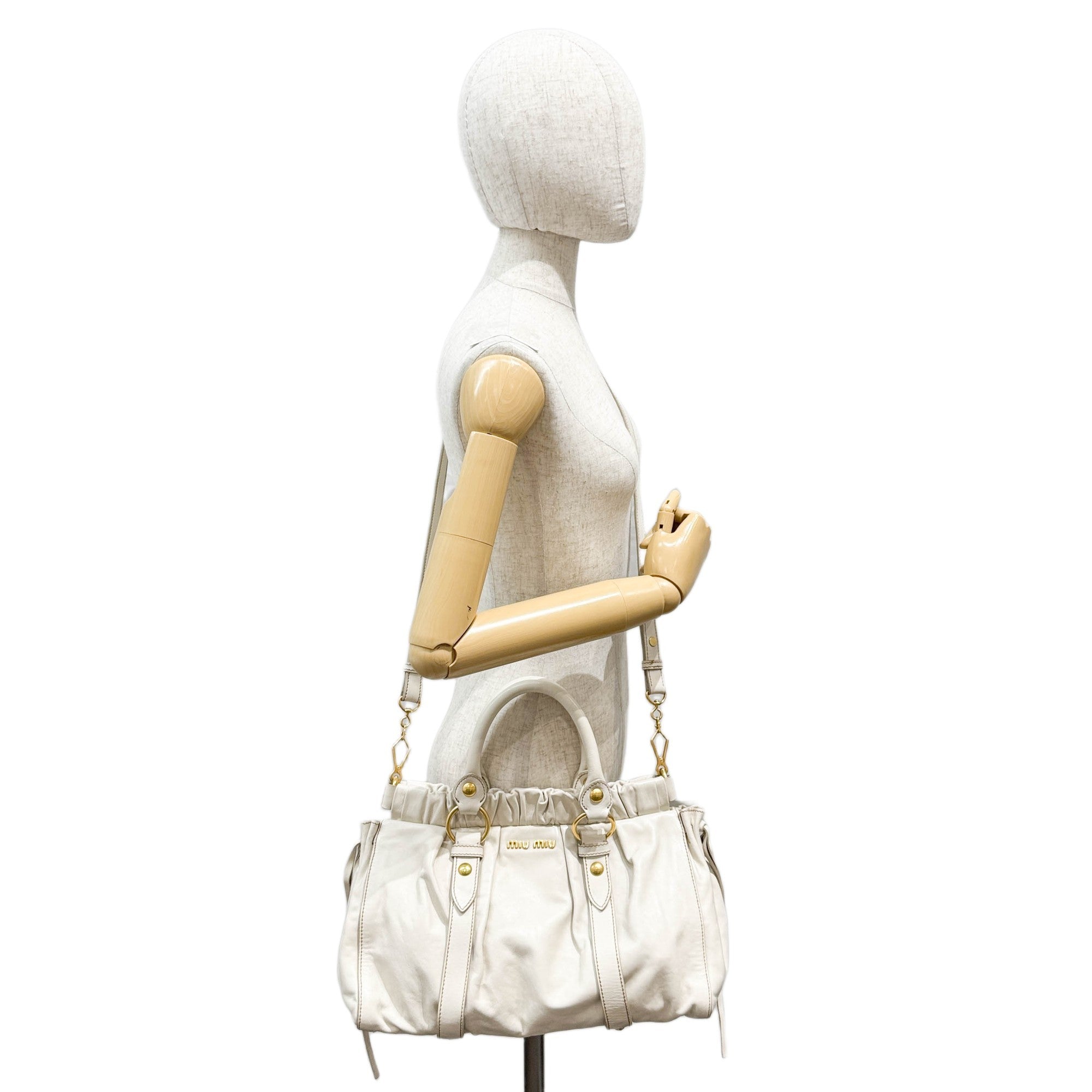 Vitello Beige Leather Two-Way Bag