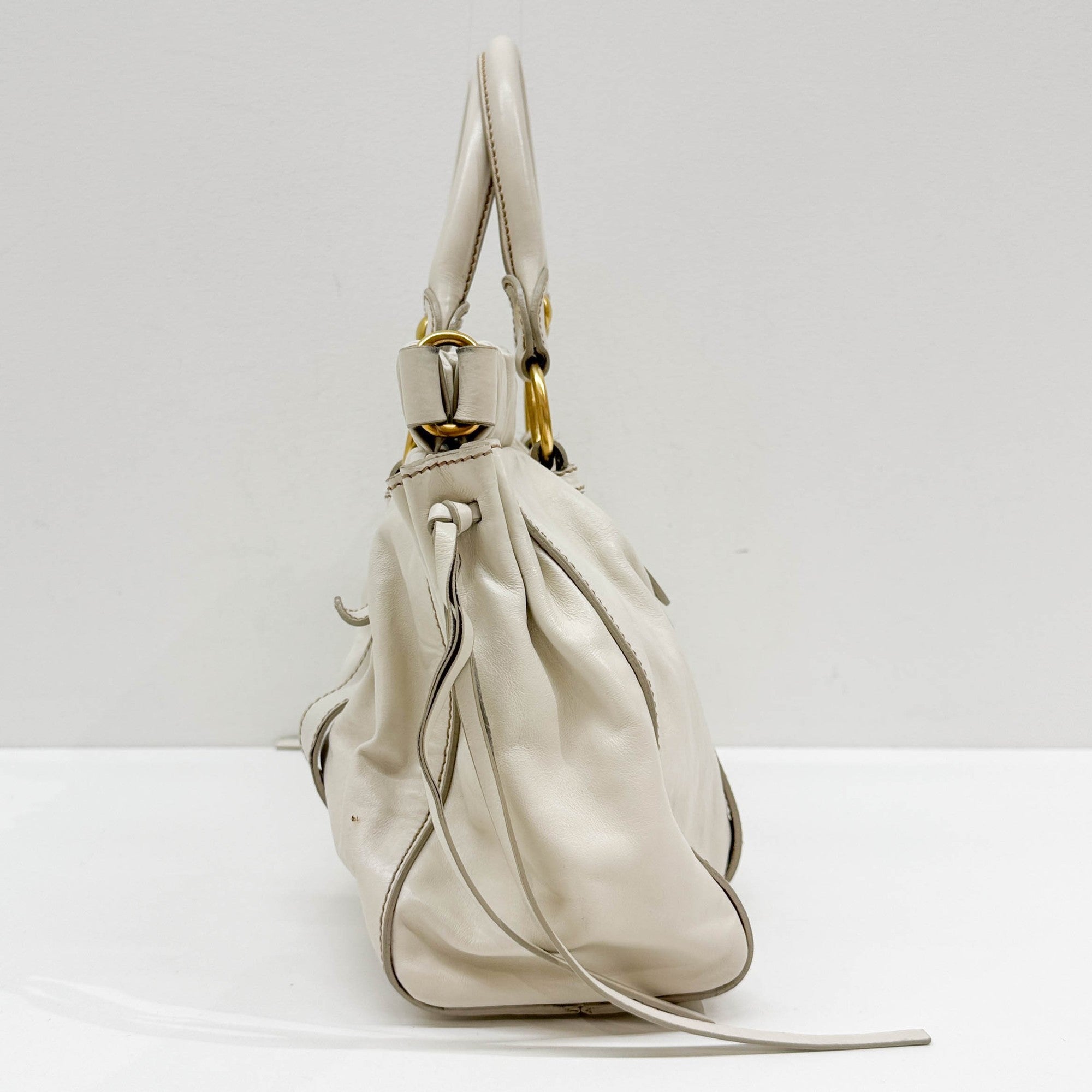 Vitello Beige Leather Two-Way Bag