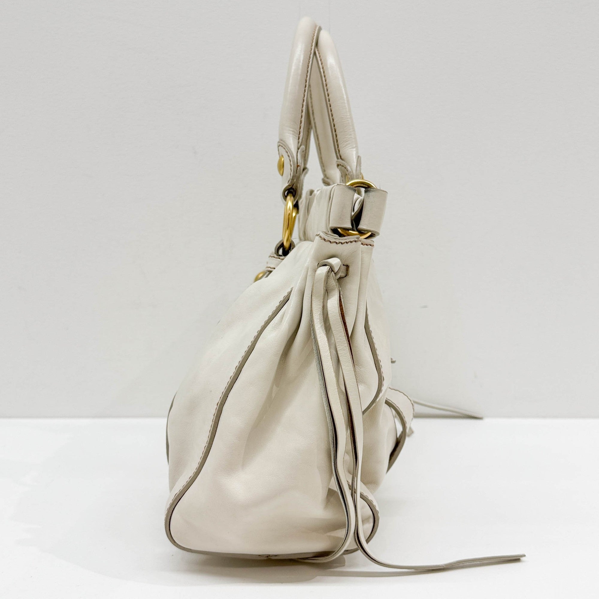 Vitello Beige Leather Two-Way Bag