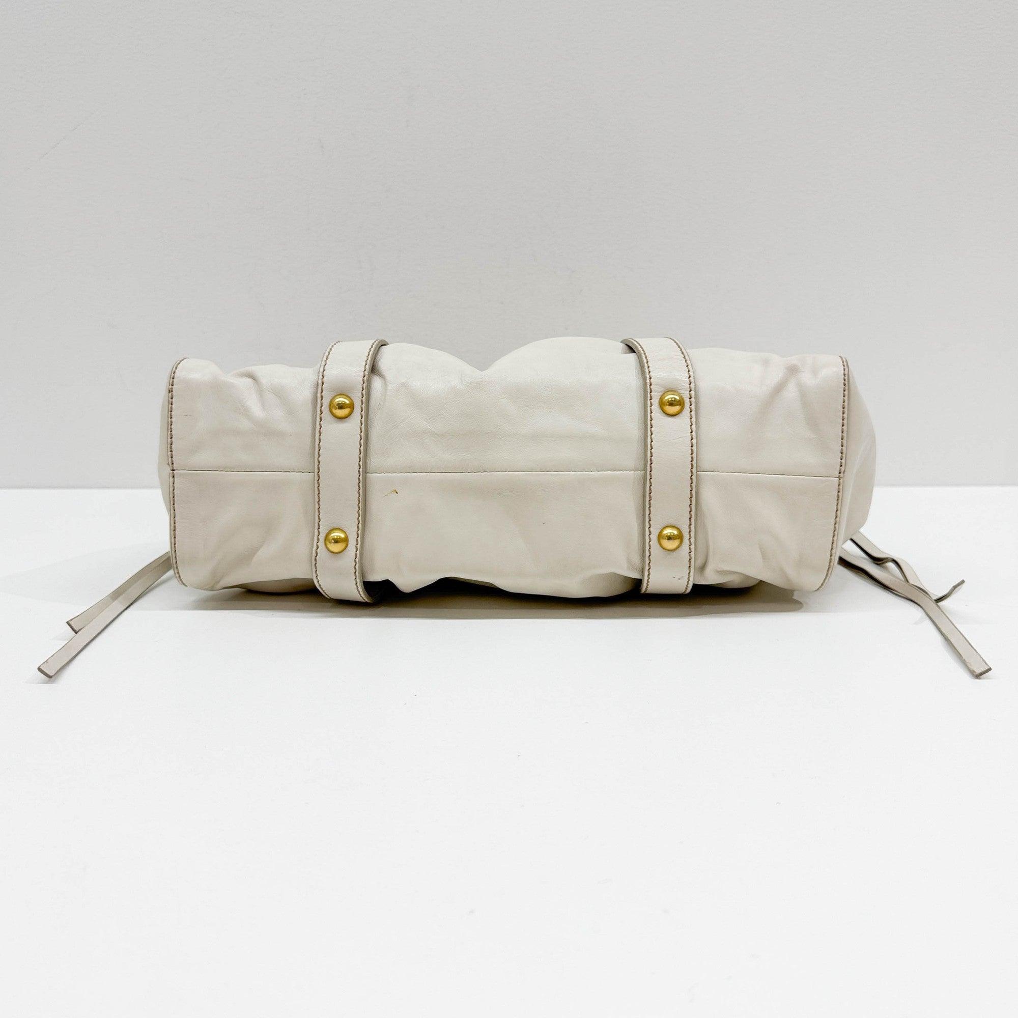 Vitello Beige Leather Two-Way Bag