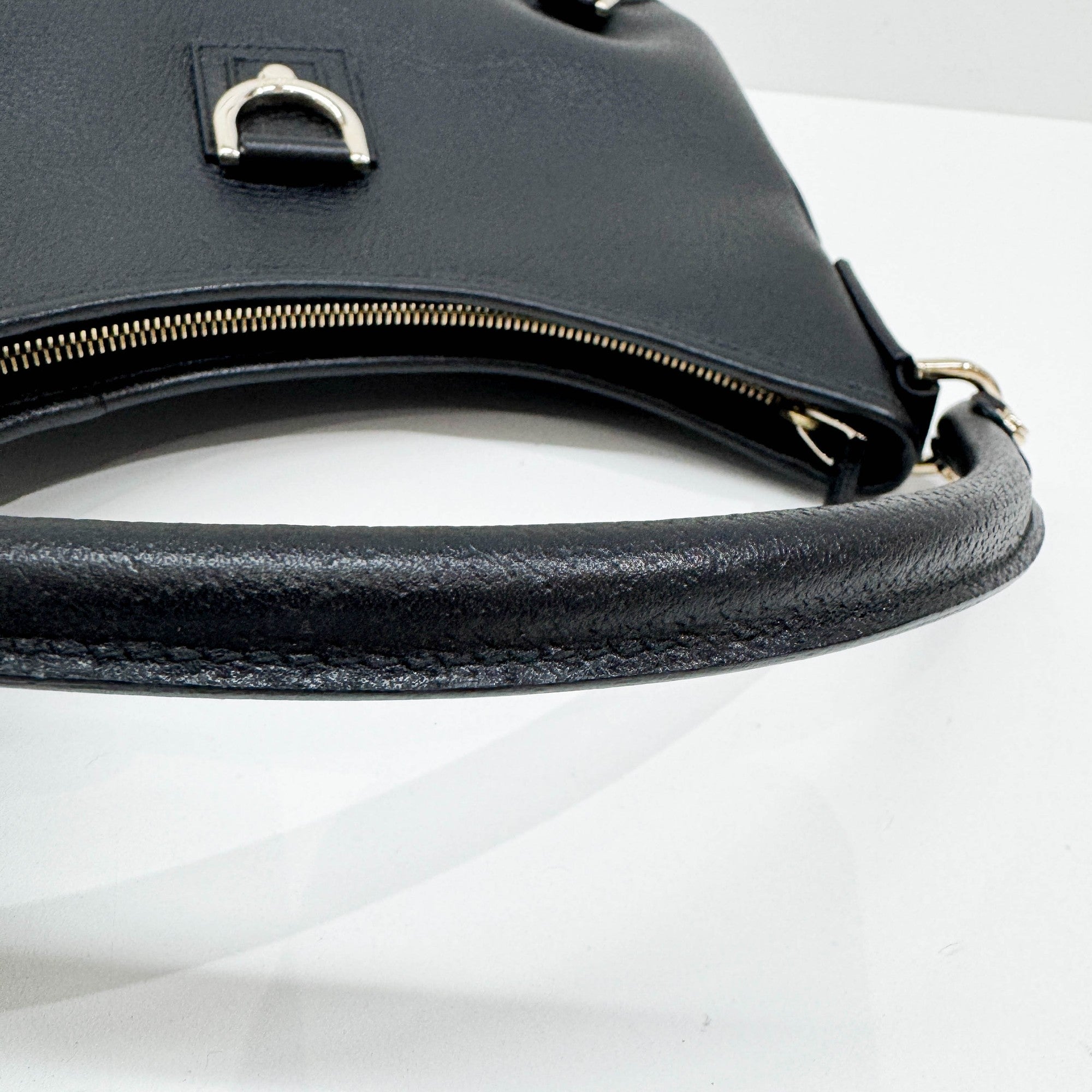 Abbey D-Ring Black Leather Shoulder Bag