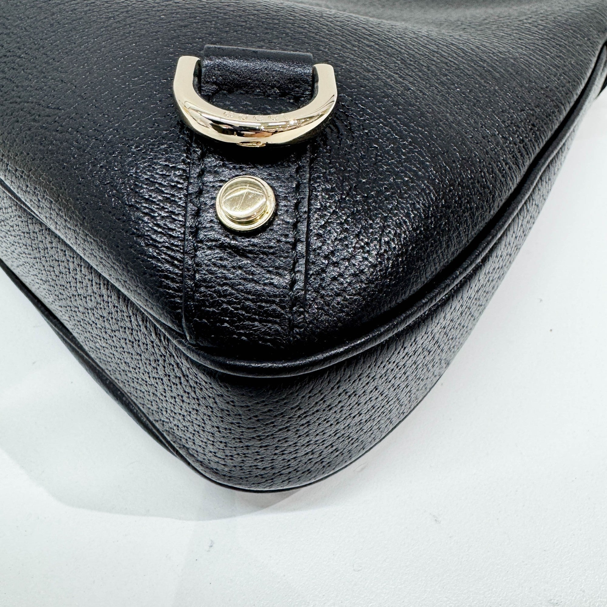 Abbey D-Ring Black Leather Shoulder Bag