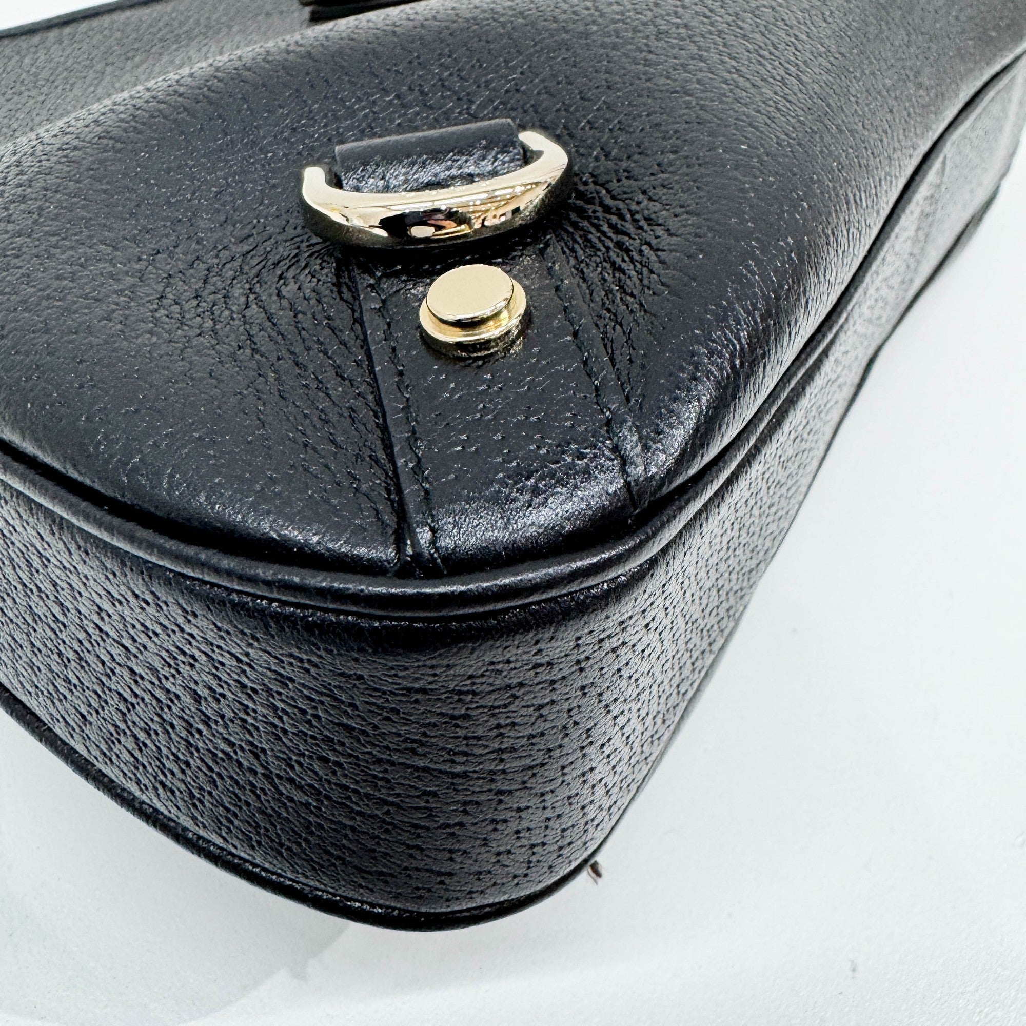 Abbey D-Ring Black Leather Shoulder Bag