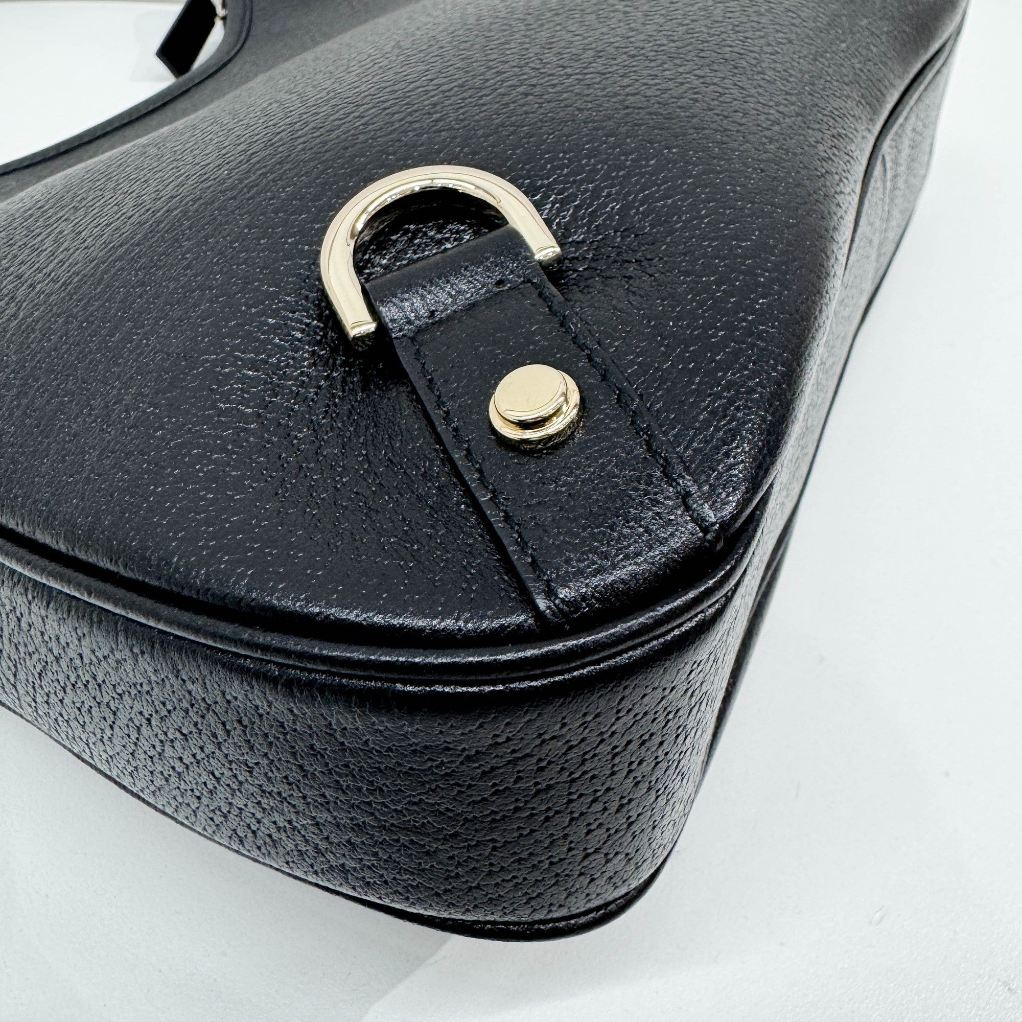 Abbey D-Ring Black Leather Shoulder Bag