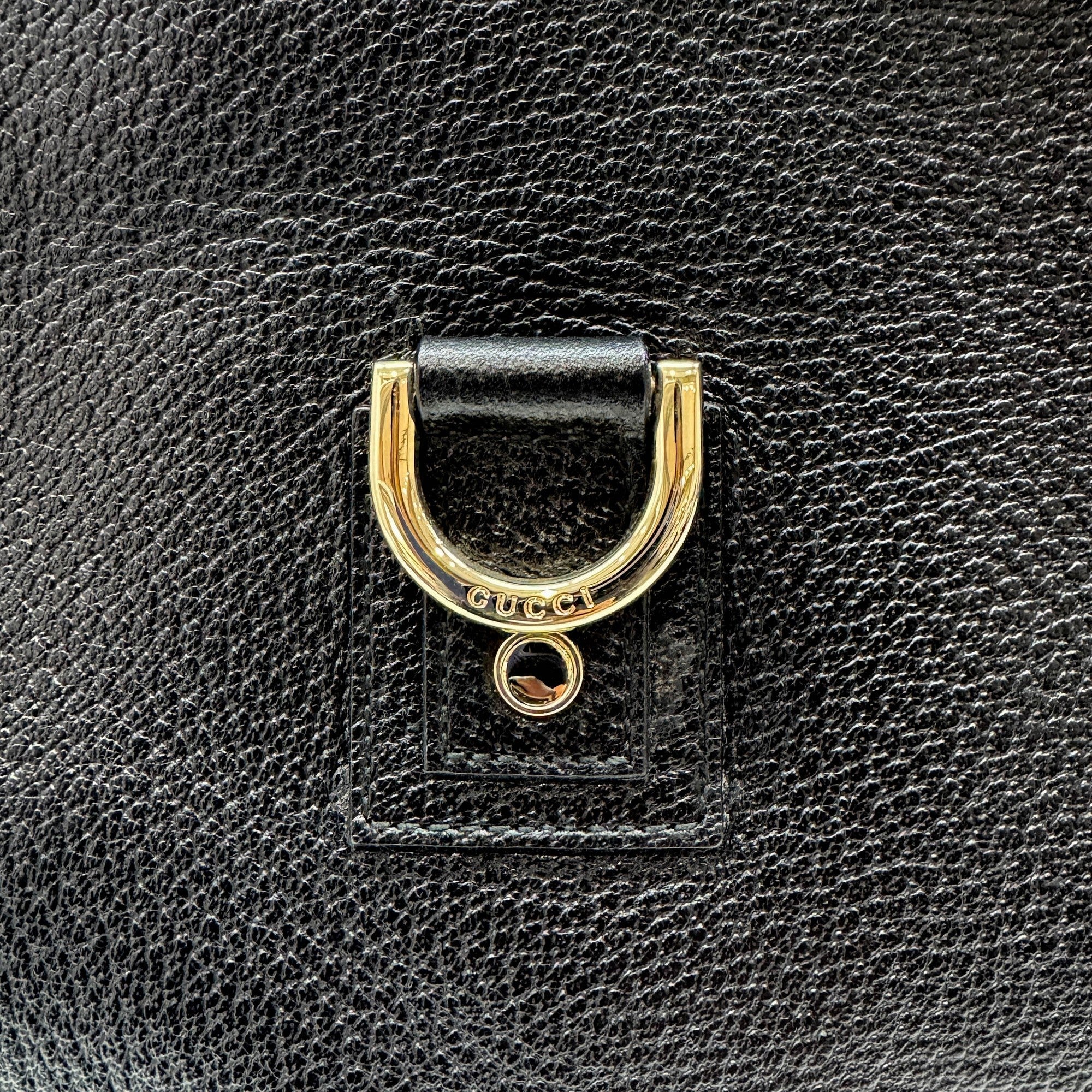 Abbey D-Ring Black Leather Shoulder Bag