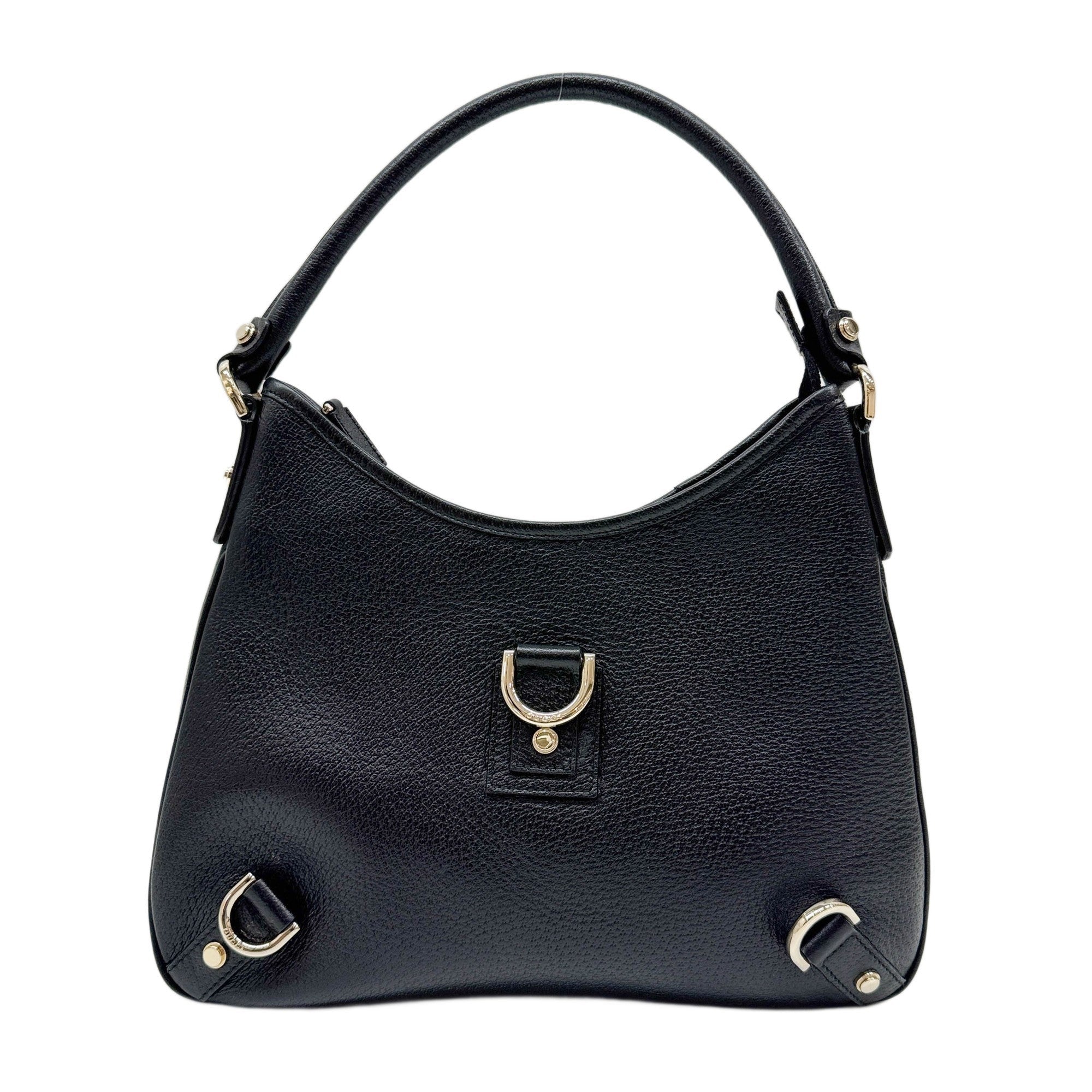 Abbey D-Ring Black Leather Shoulder Bag