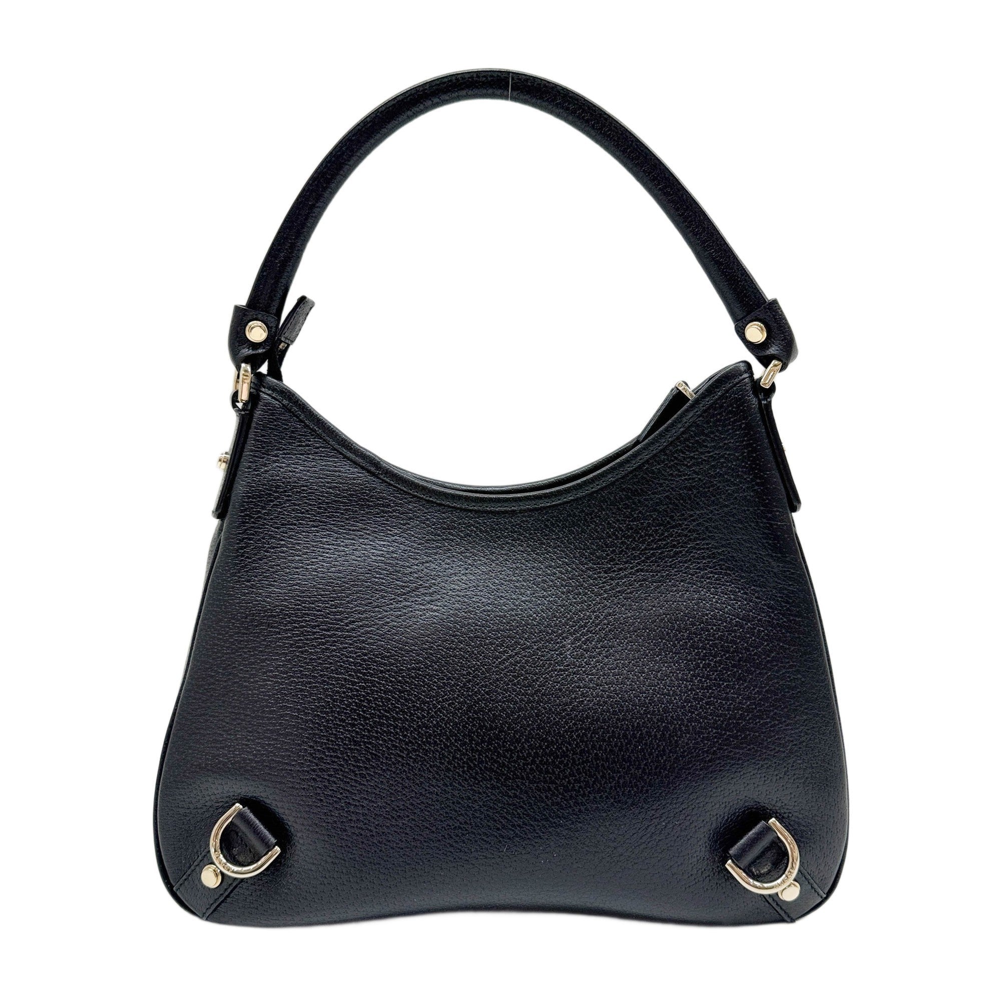Abbey D-Ring Black Leather Shoulder Bag