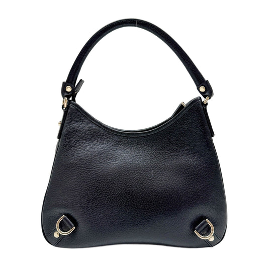 Abbey D-Ring Black Leather Shoulder Bag