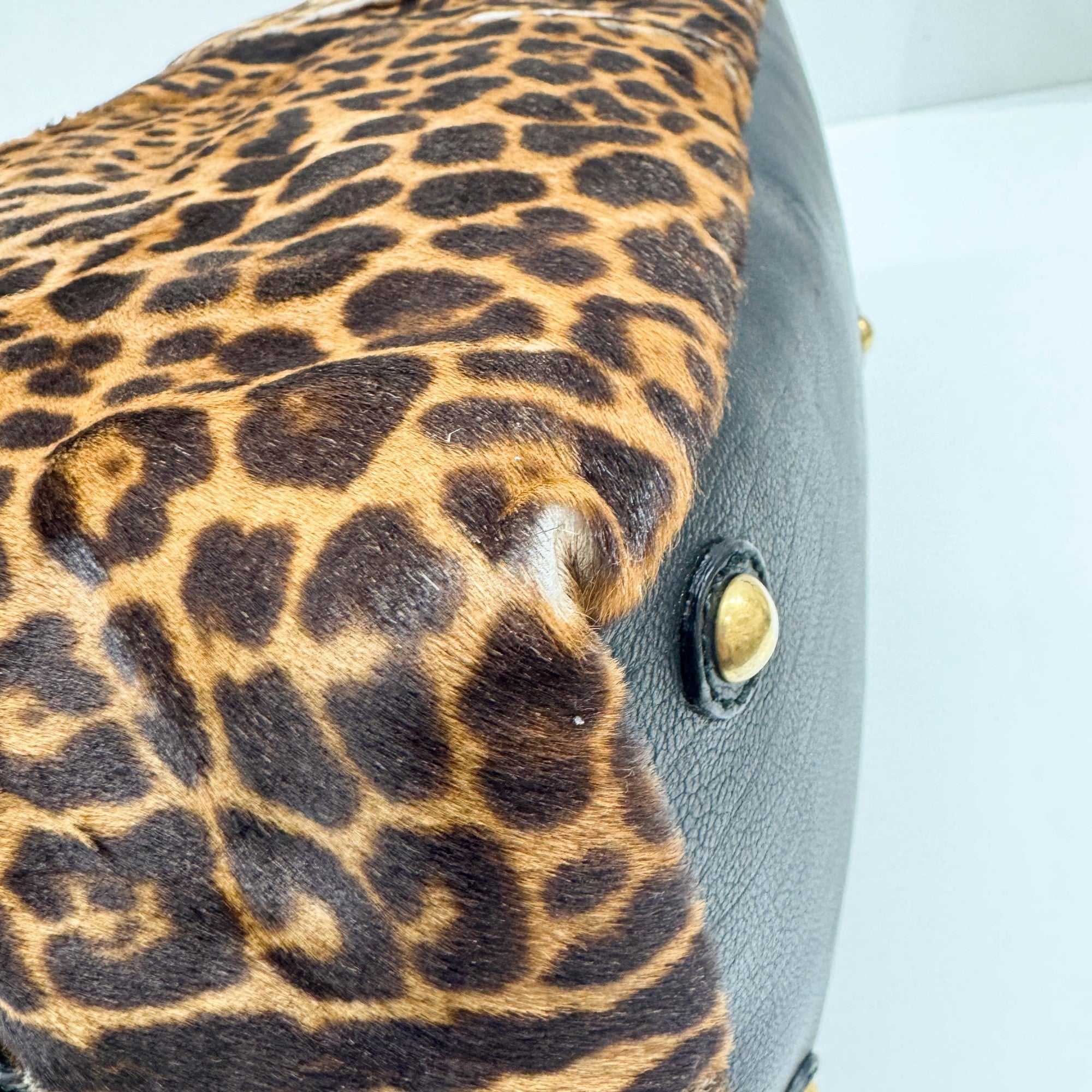 Easy Y Brown Leopard Print Pony Hair Shoulder Bag
