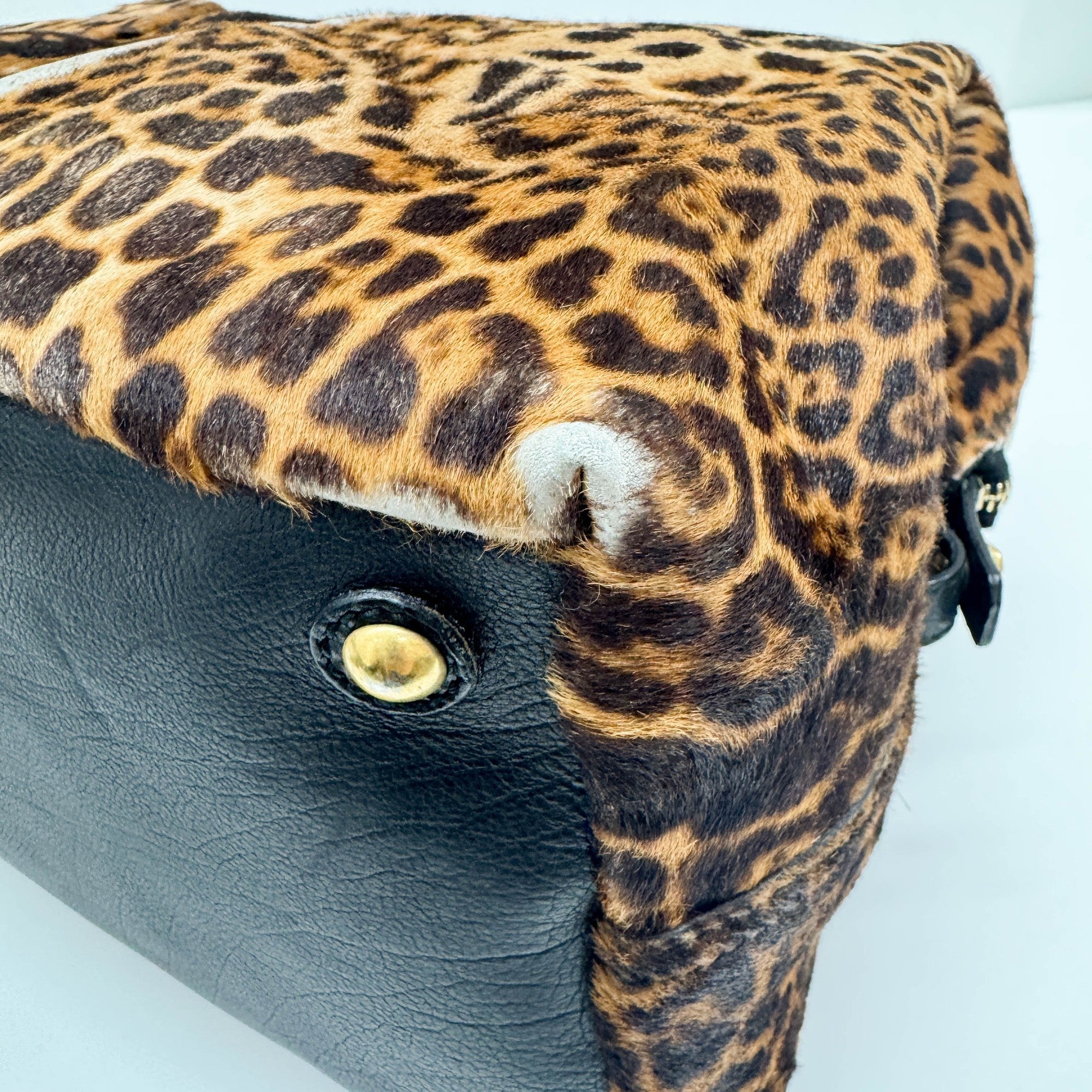 Easy Y Brown Leopard Print Pony Hair Shoulder Bag