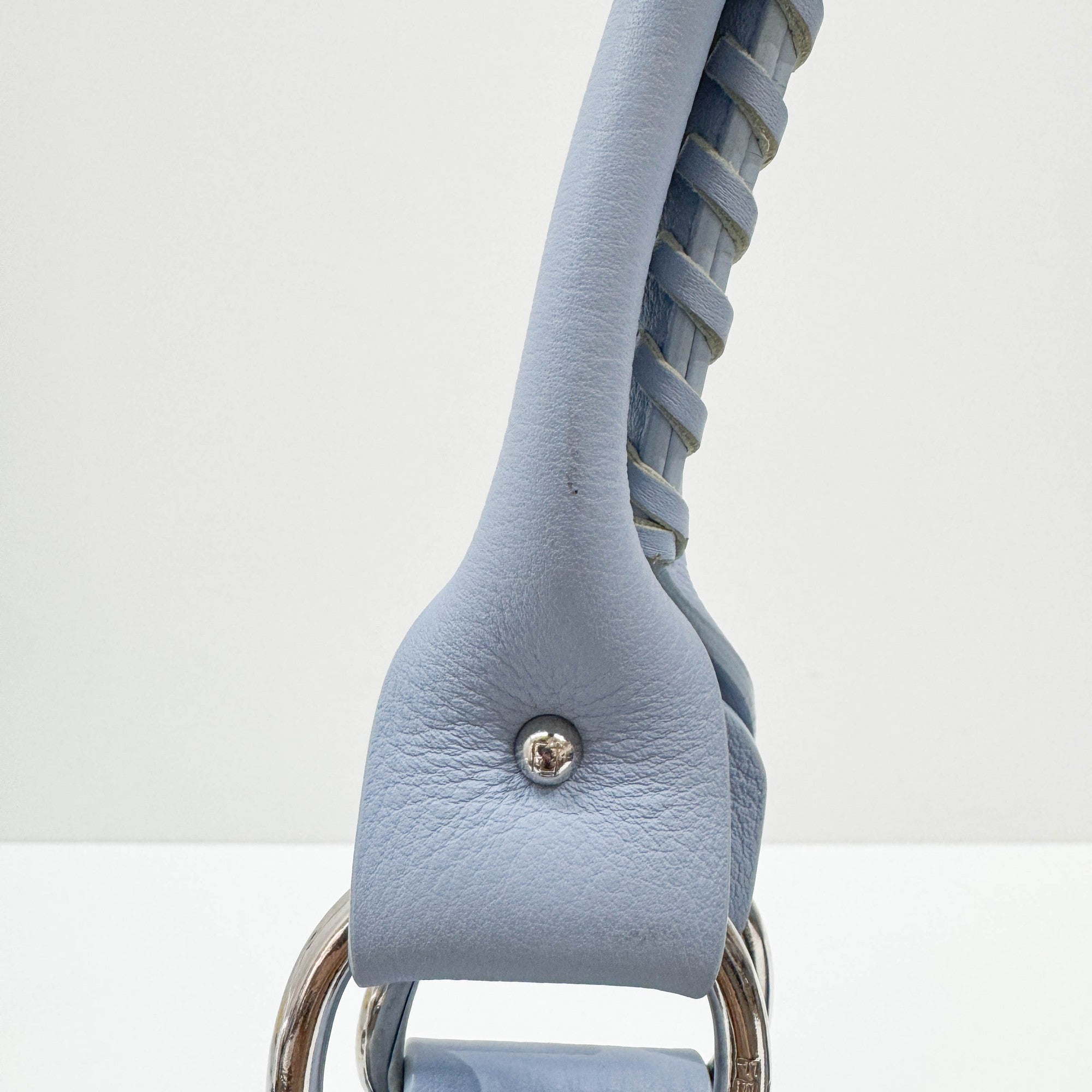 Blue Leather Trim Brown Leopard Print Pony Hair Tote Bag