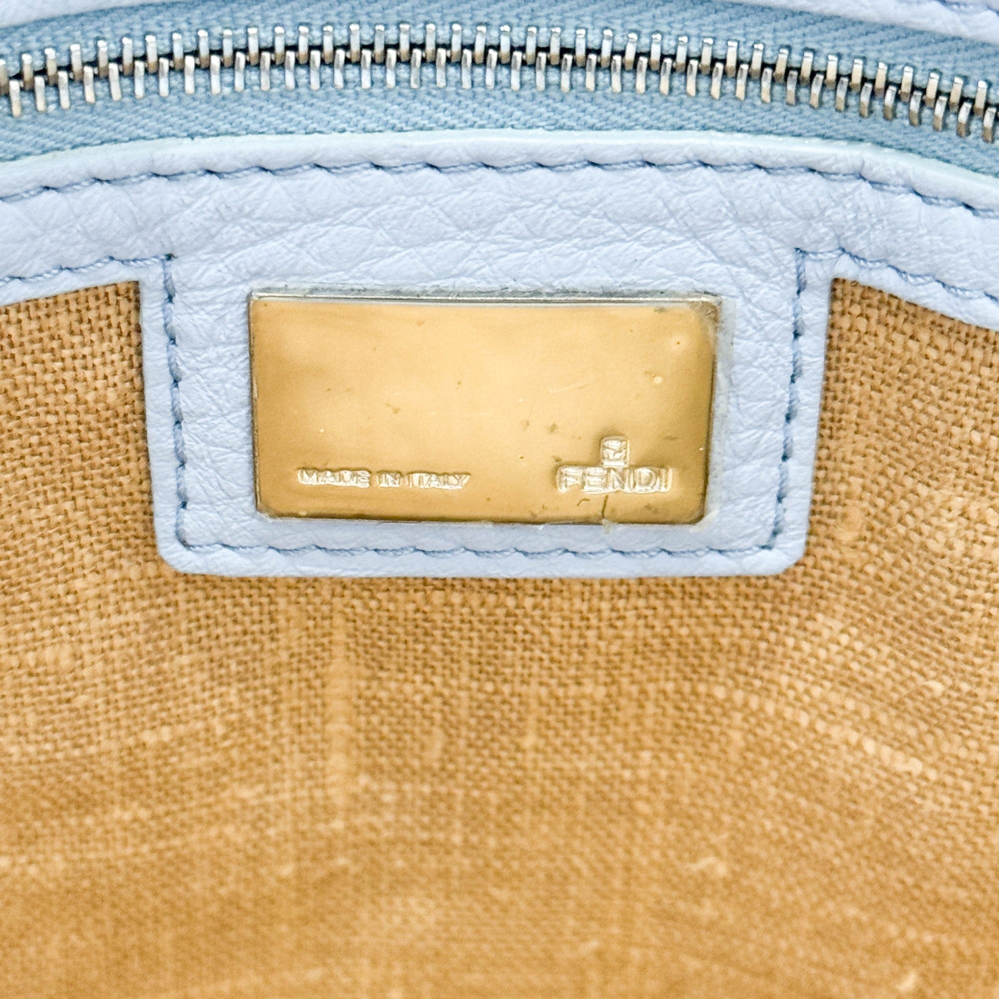 Blue Leather Trim Brown Leopard Print Pony Hair Tote Bag