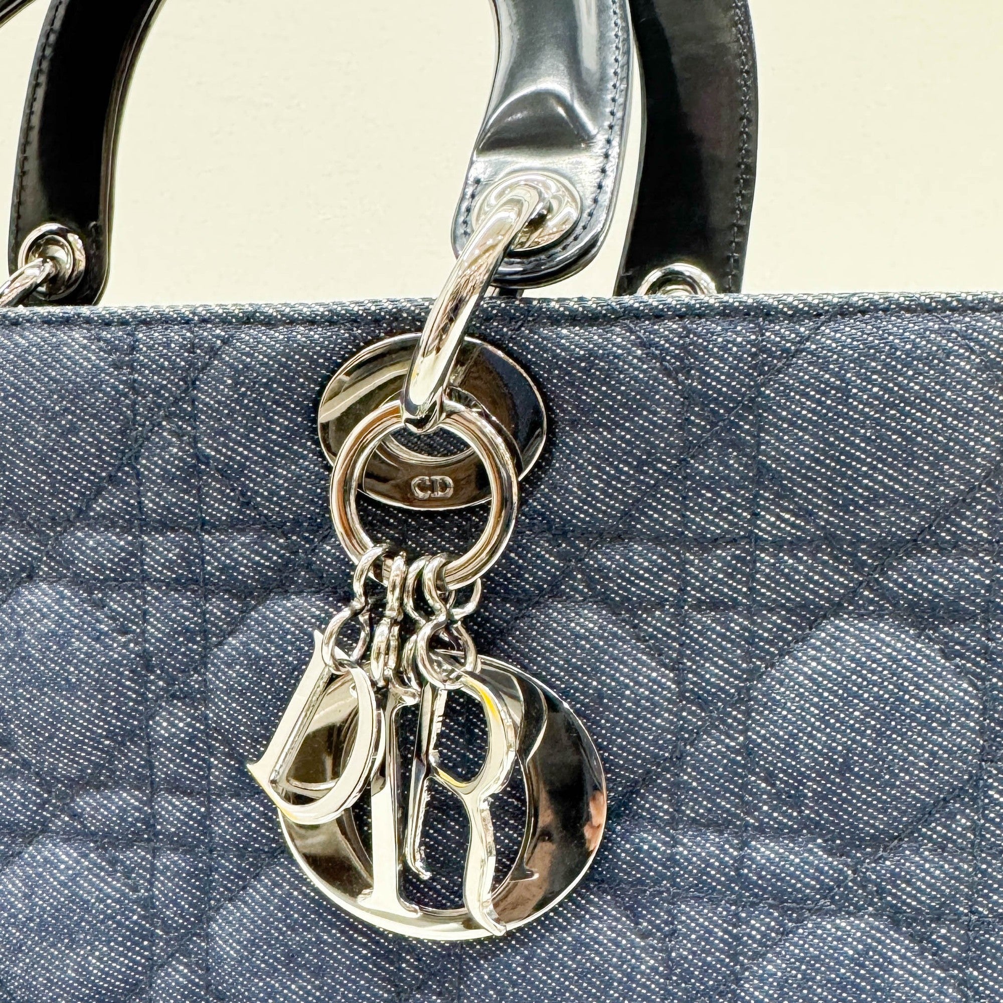 Lady Dior Blue Denim Two Way Bag