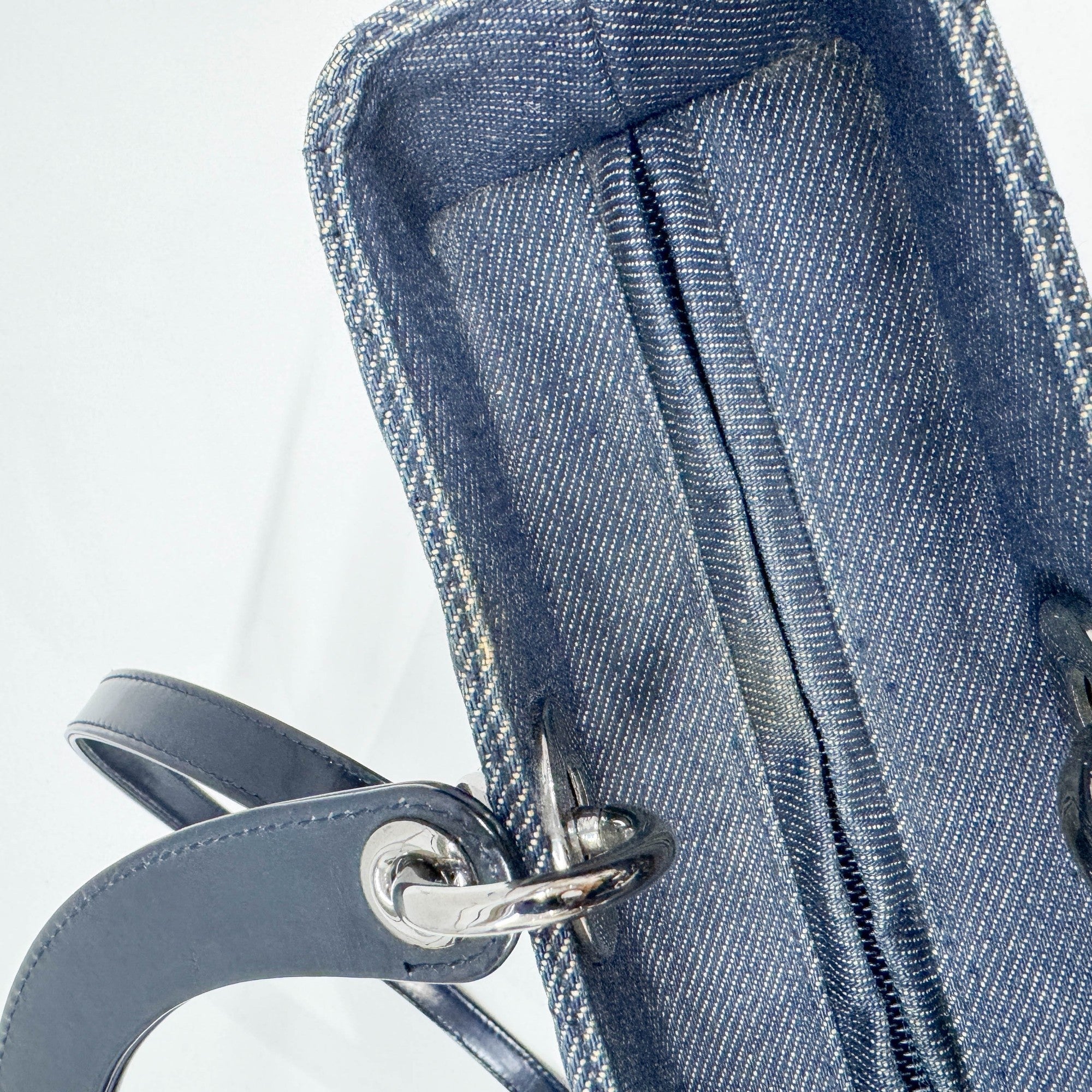 Lady Dior Blue Denim Two Way Bag