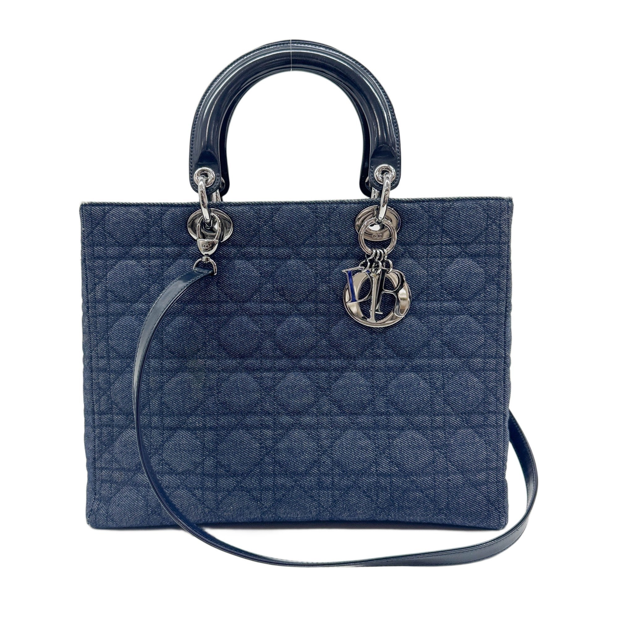 Lady Dior Blue Denim Two Way Bag