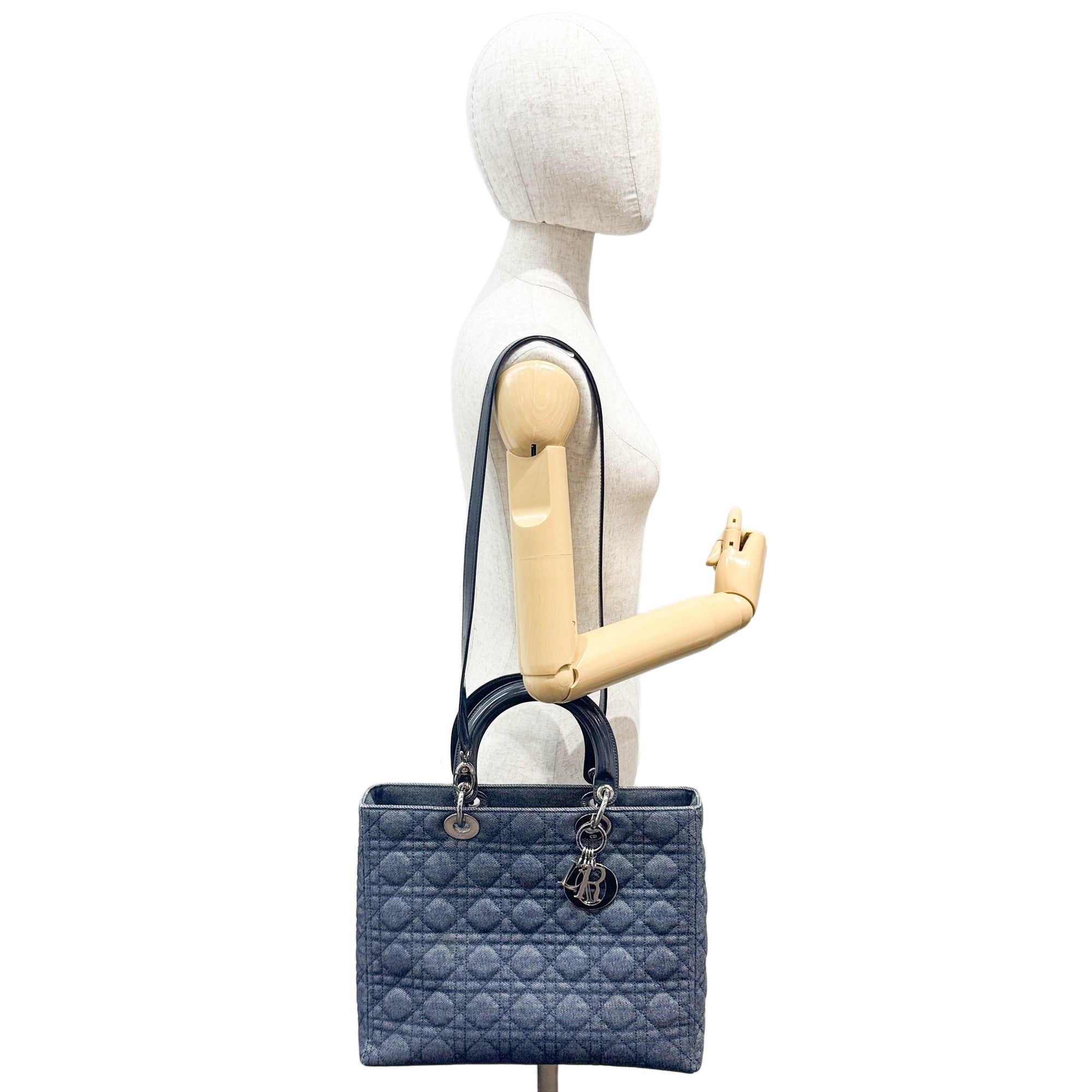 Lady Dior Blue Denim Two Way Bag