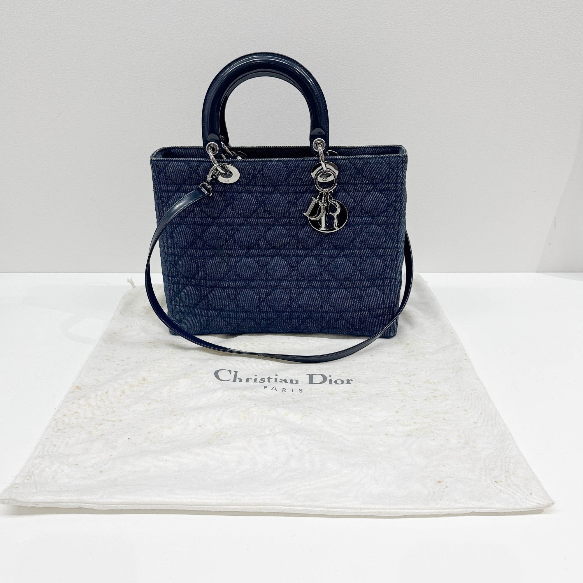 Lady Dior Blue Denim Two Way Bag