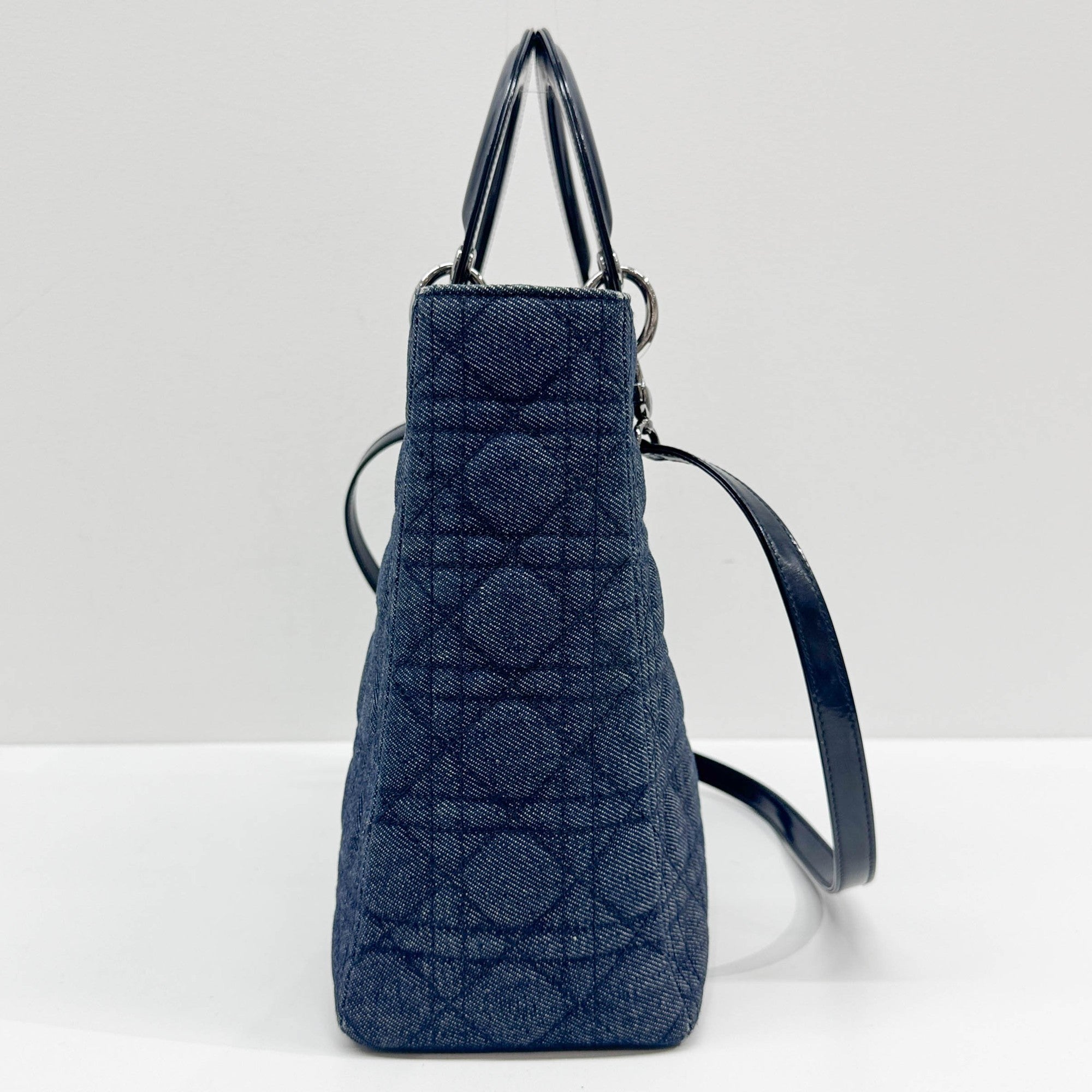 Lady Dior Blue Denim Two Way Bag