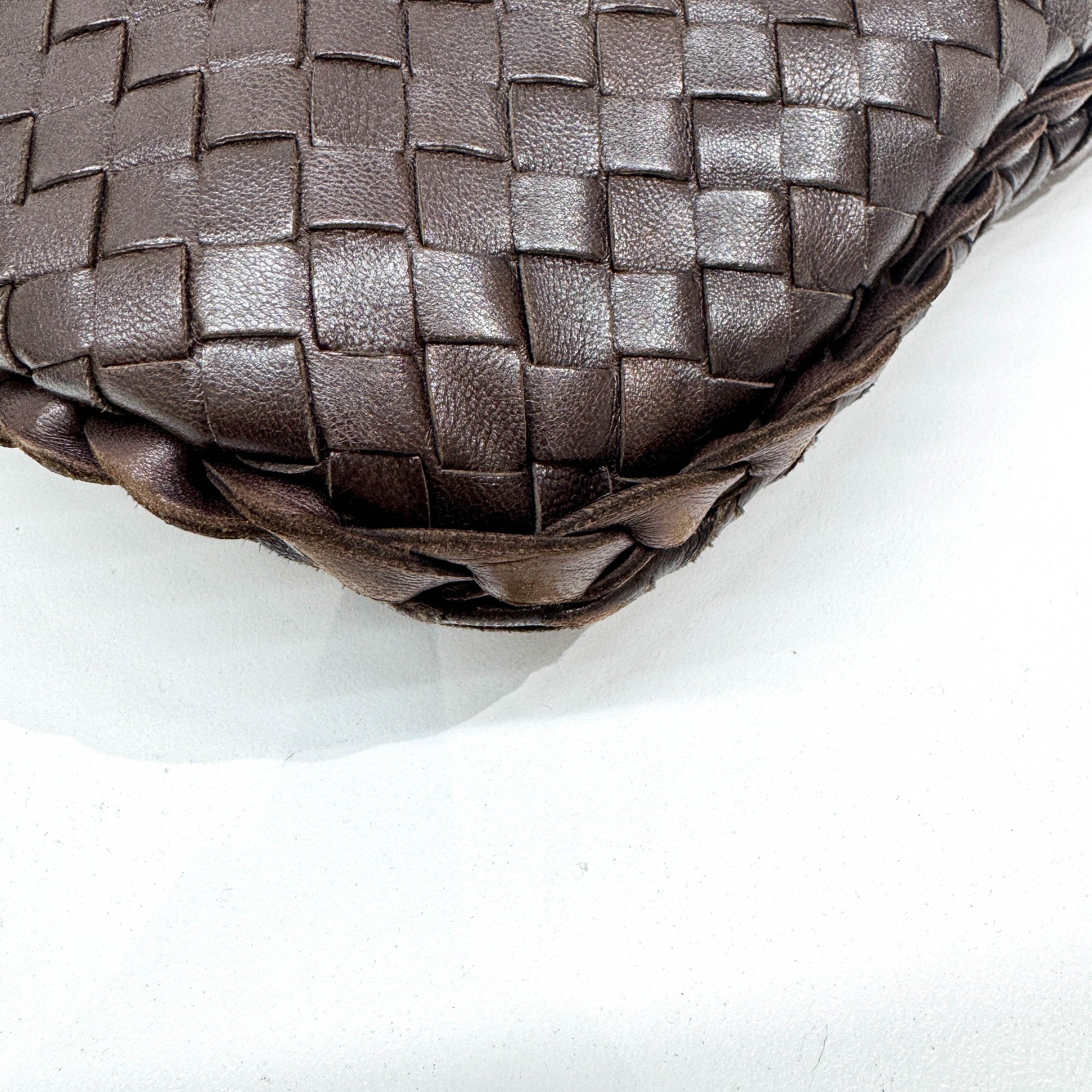 Intrecciato Brown Leather Shoulder Bag